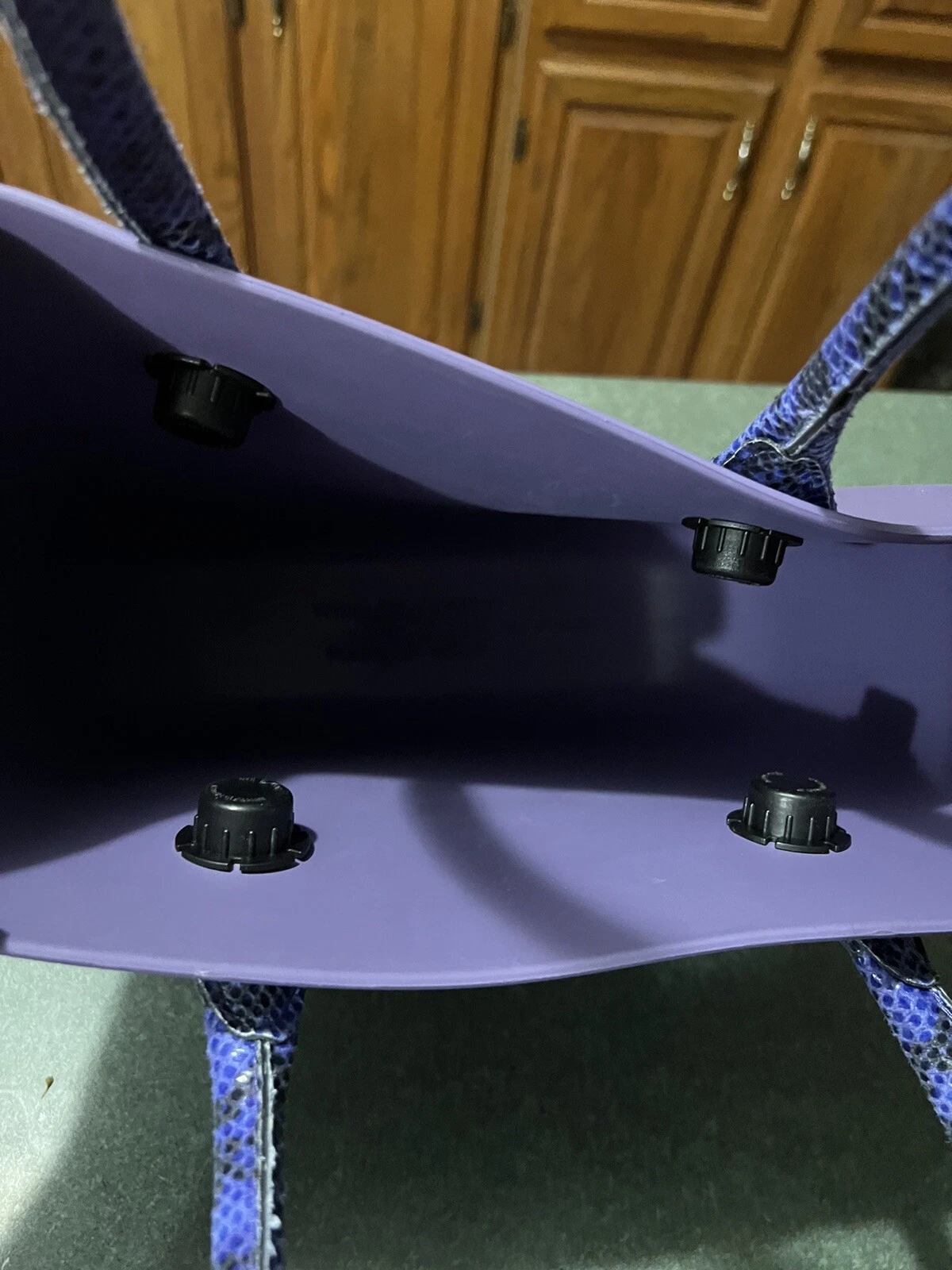 O Bag Gray Purple Handbag Made in Italy With Snake Print Handles. No Lining. - O Bag