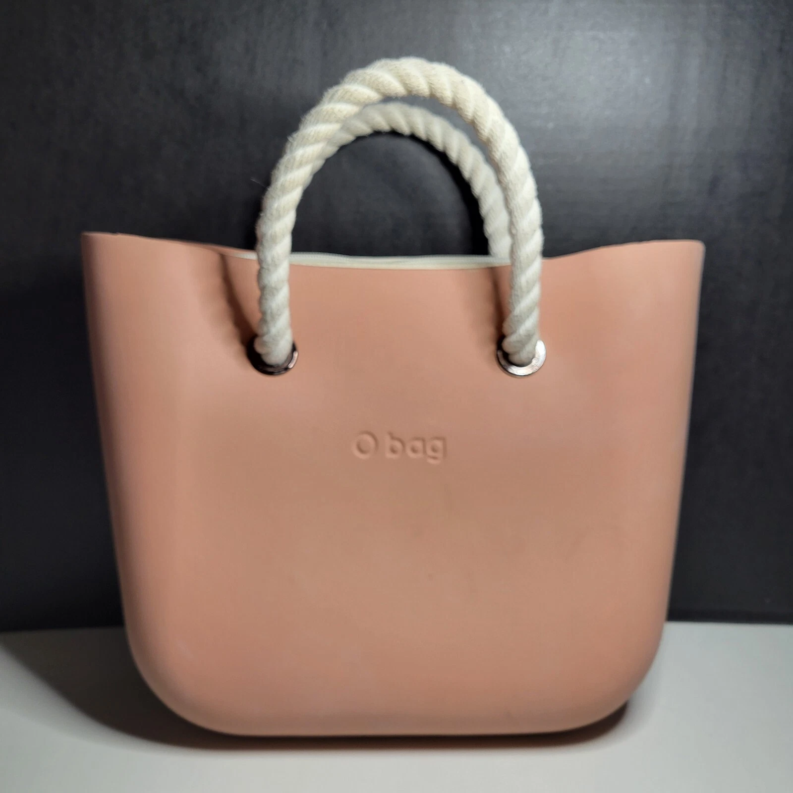 OBag Pink Tote Double Rope Handles Made in Italy Fullspot Shoulder 11 x 14 x 3.5 - O Bag