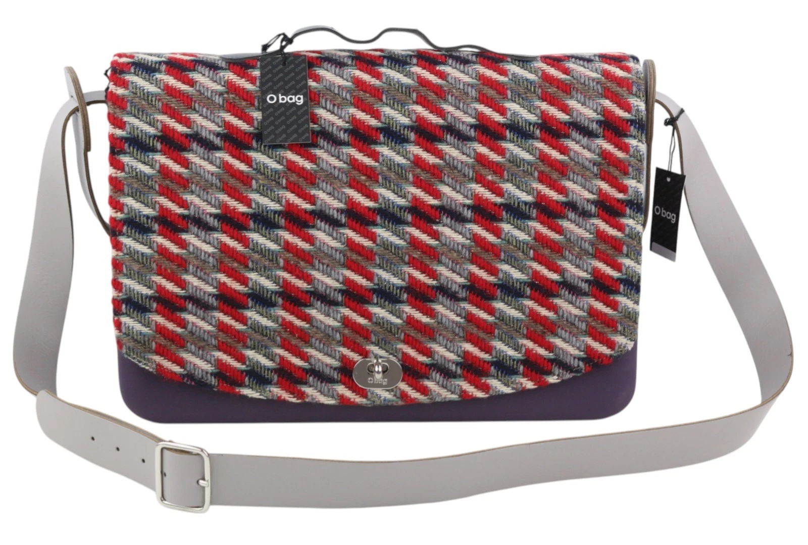 O Bag Folder Women Bag OS Purple Tweed Turn Lock Messenger - O Bag
