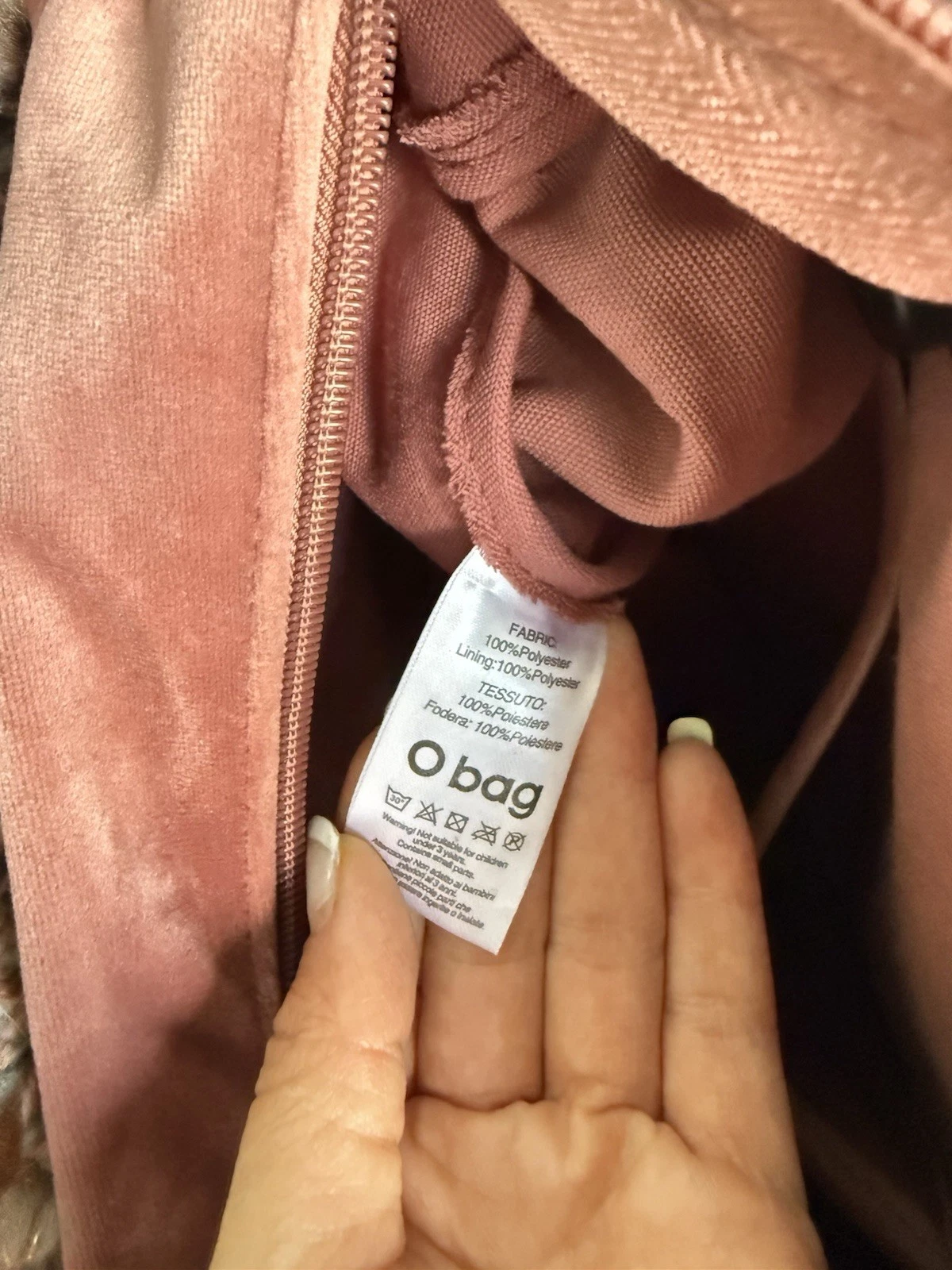 O Bag Beige Tote with Knit Tweed Top Trim & Pink Handles - O Bag