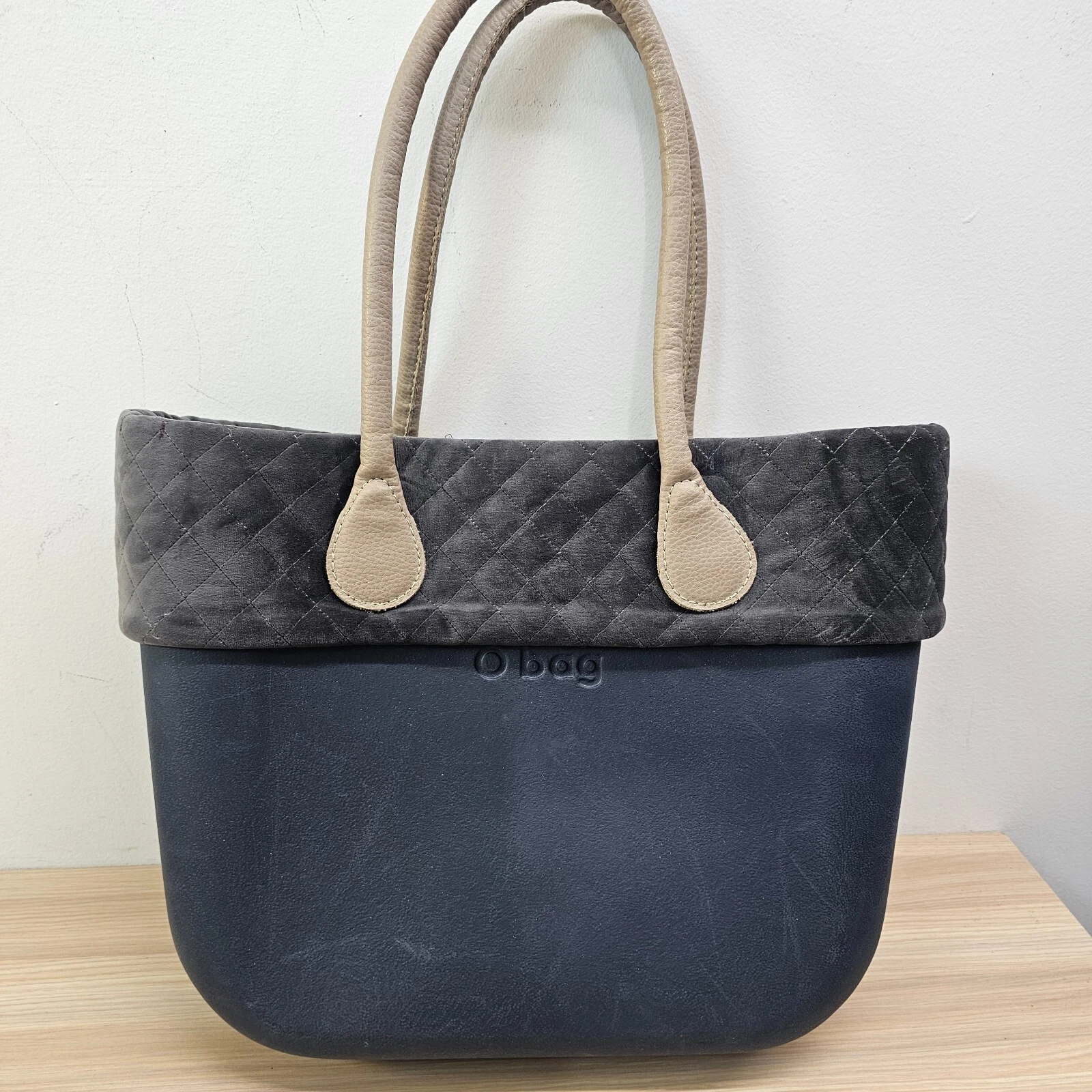 Womens Tote Bag Italian Blue Dark O BAG Removable Liner Pouch Rubber Beach ITALY - O Bag