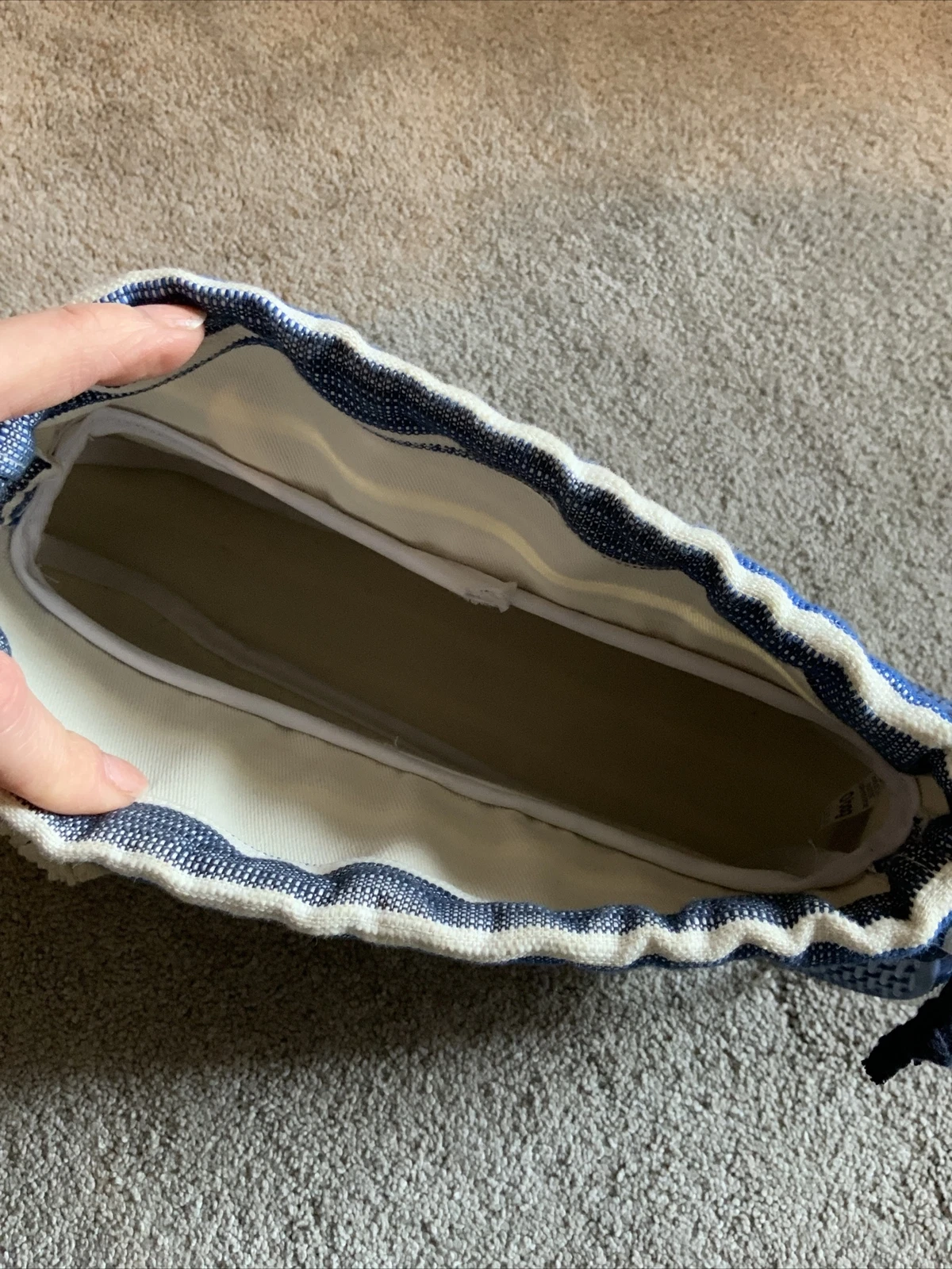 O Bag Made In Italy Rubber Shoulder Fabric Insert Chain Handle Blue Striped Flaw - O Bag