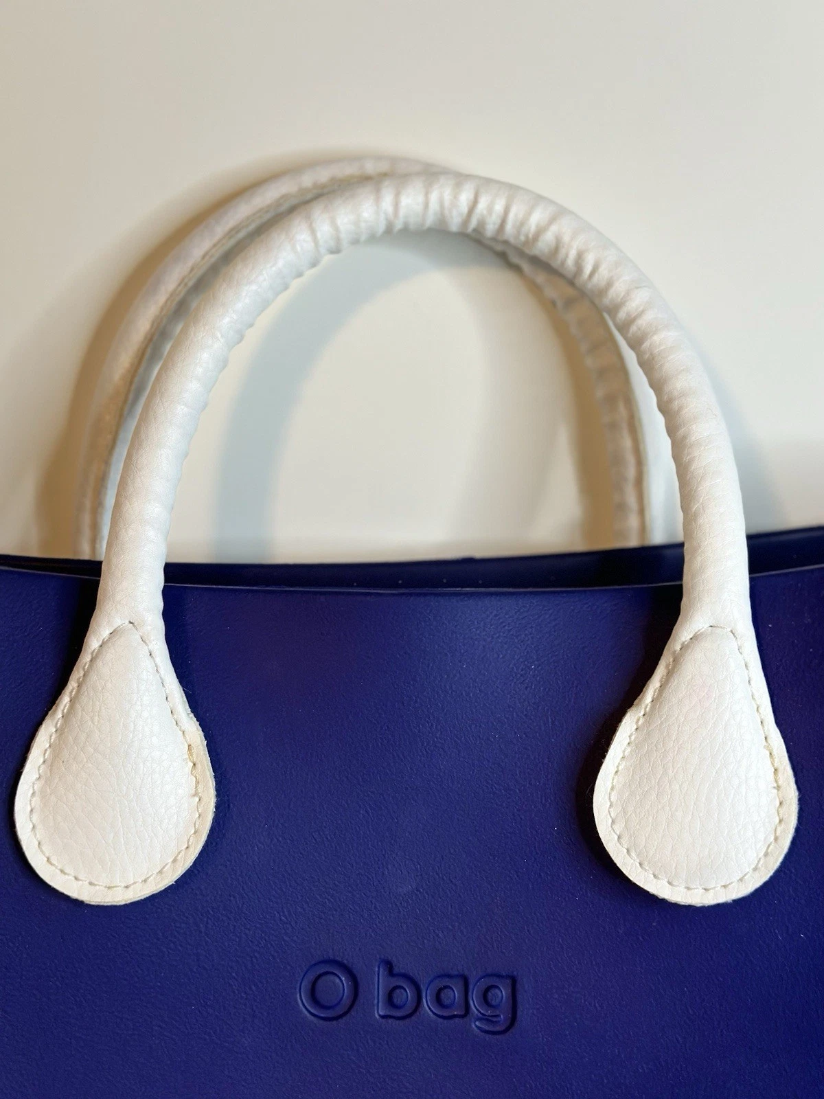 O Bag Italy Blue Waterproof Purse White Handles Removable Lining - O Bag