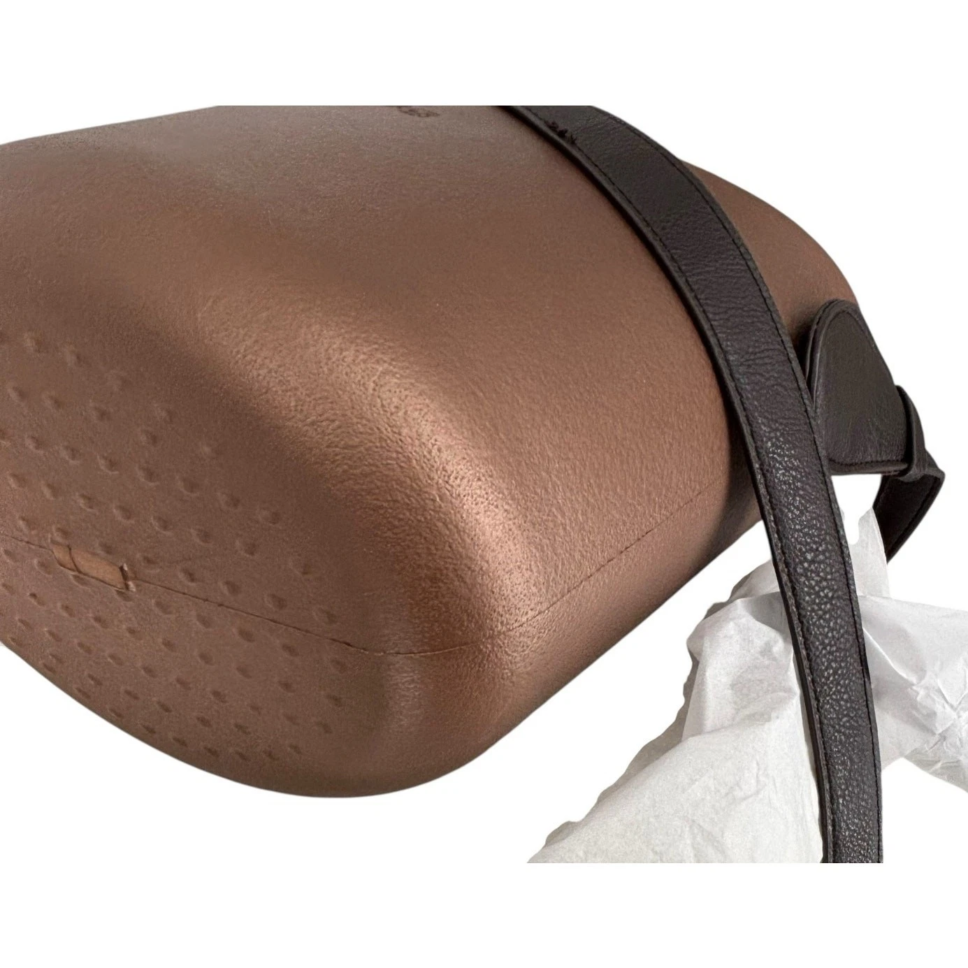 O Bag Italy Eva Compound Basket Tote Crossbody Bronze Faux Leopard Drawstring - O Bag