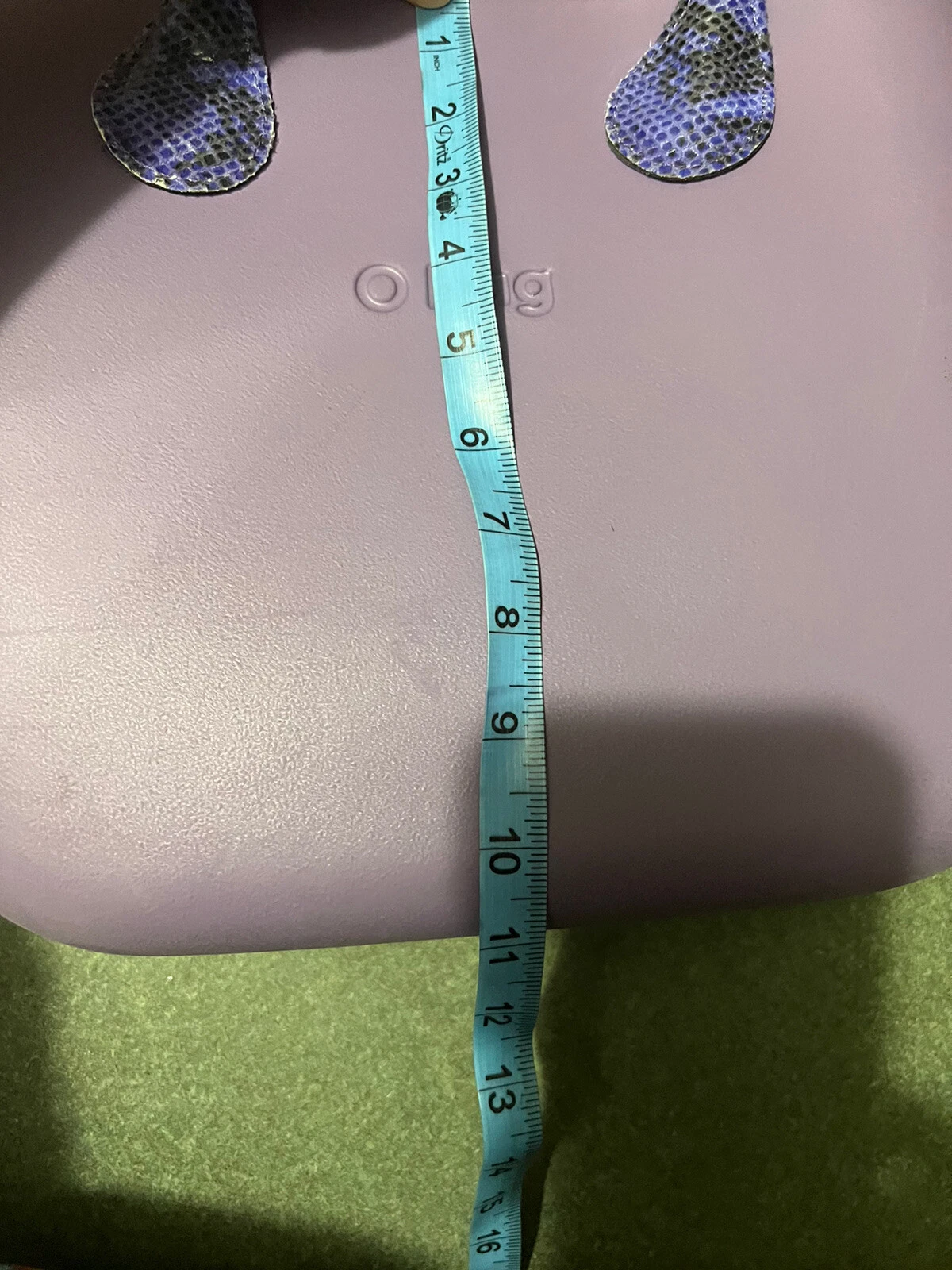 O Bag Gray Purple Handbag Made in Italy With Snake Print Handles. No Lining. - O Bag