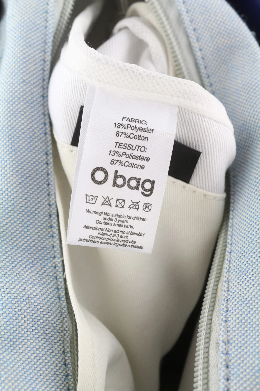 O Bag Chic Women Bag OS Blue Twin Handles Inner Pouch Mini Square Tote Logo - O Bag