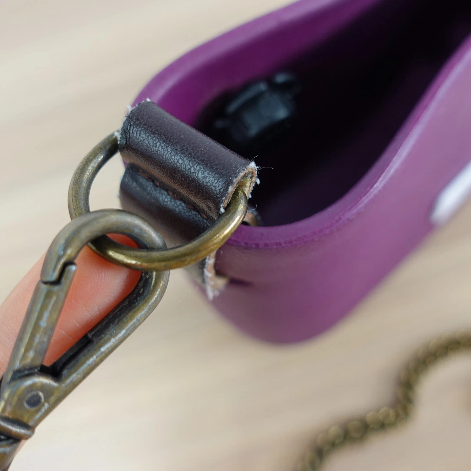 Plum Crossbody Purse Sling Gold Chain Small Italian Rubber Bag Clutch ITALY - O Bag