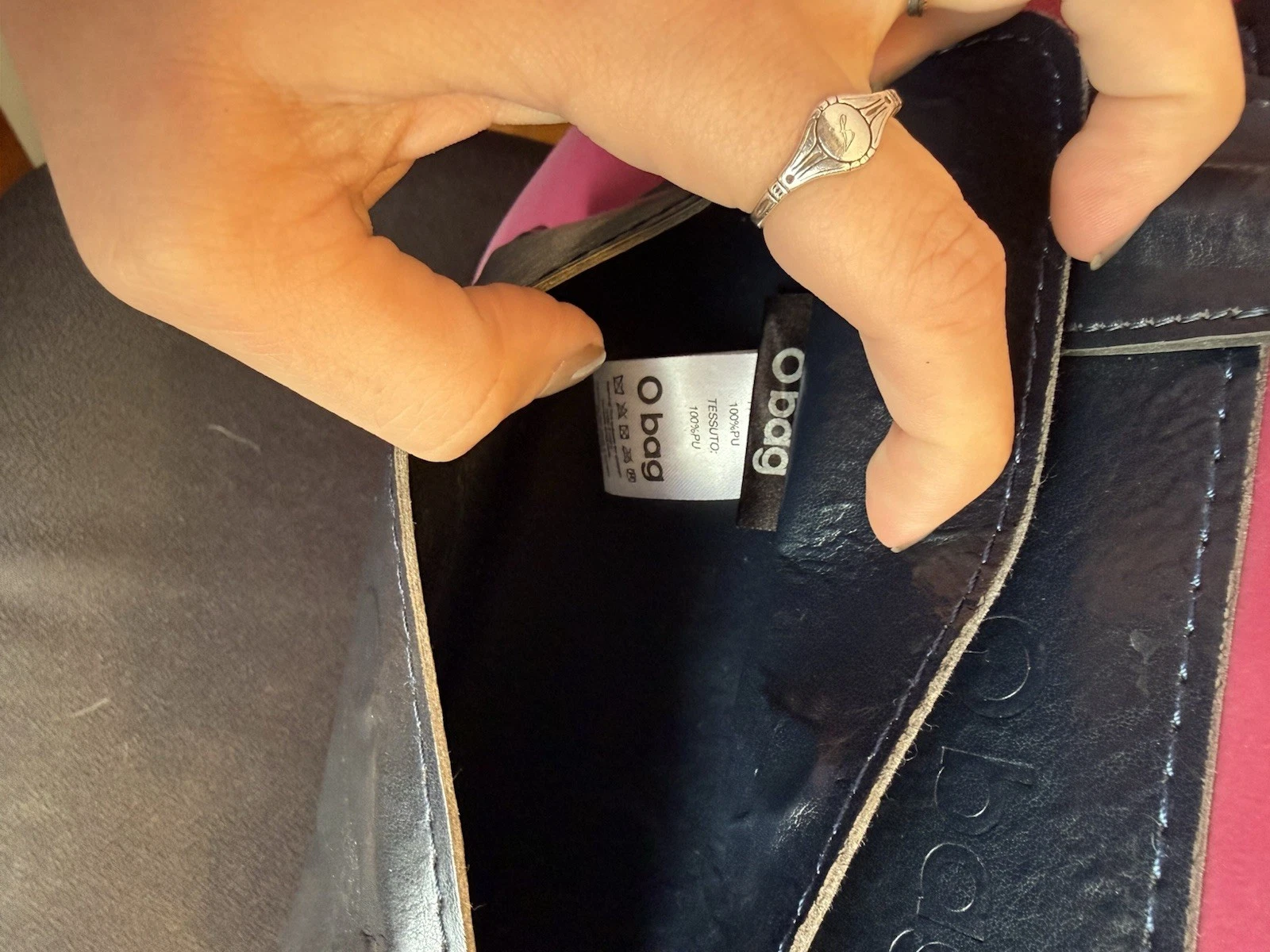 Obag RARE Made In Italy Thermoplastic Leather Handbag Backpack Borsca Pink EUC - O Bag