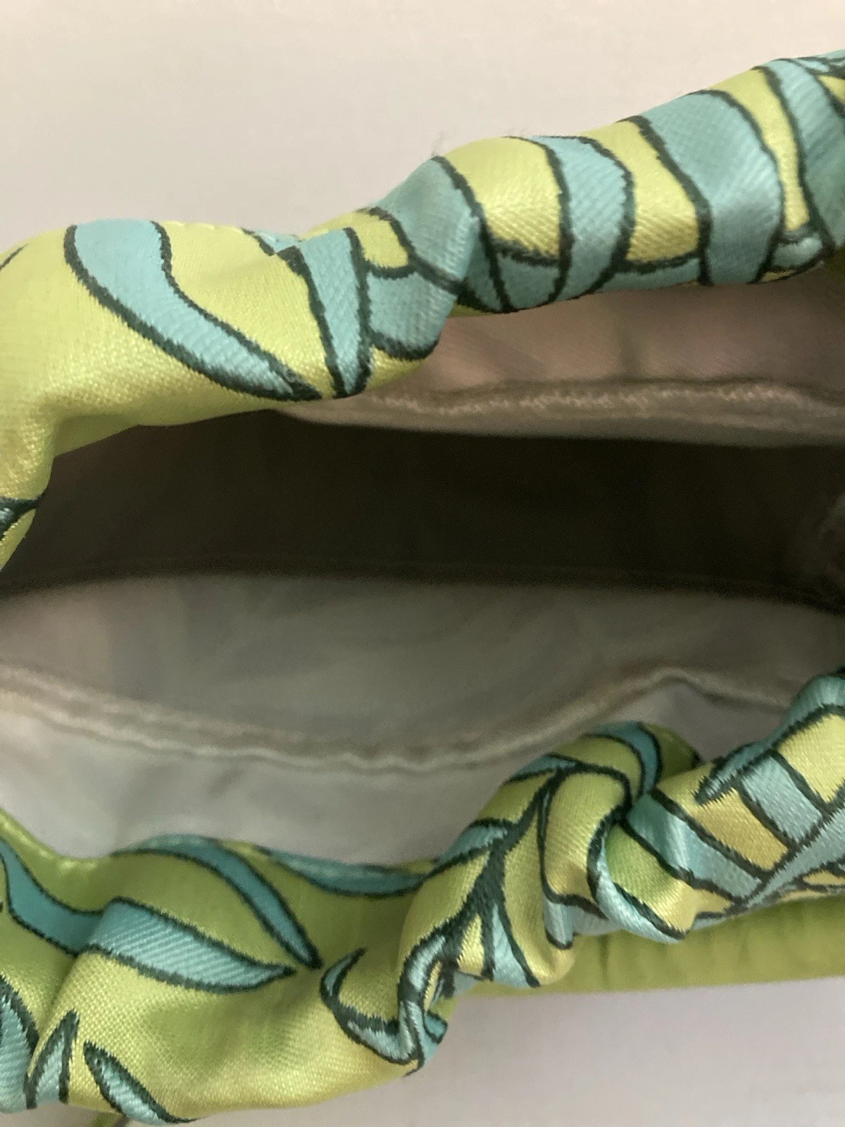 O bag Italian Green Gray Bag plastic on the bottom fabric bag inside 11x7 boho - O Bag