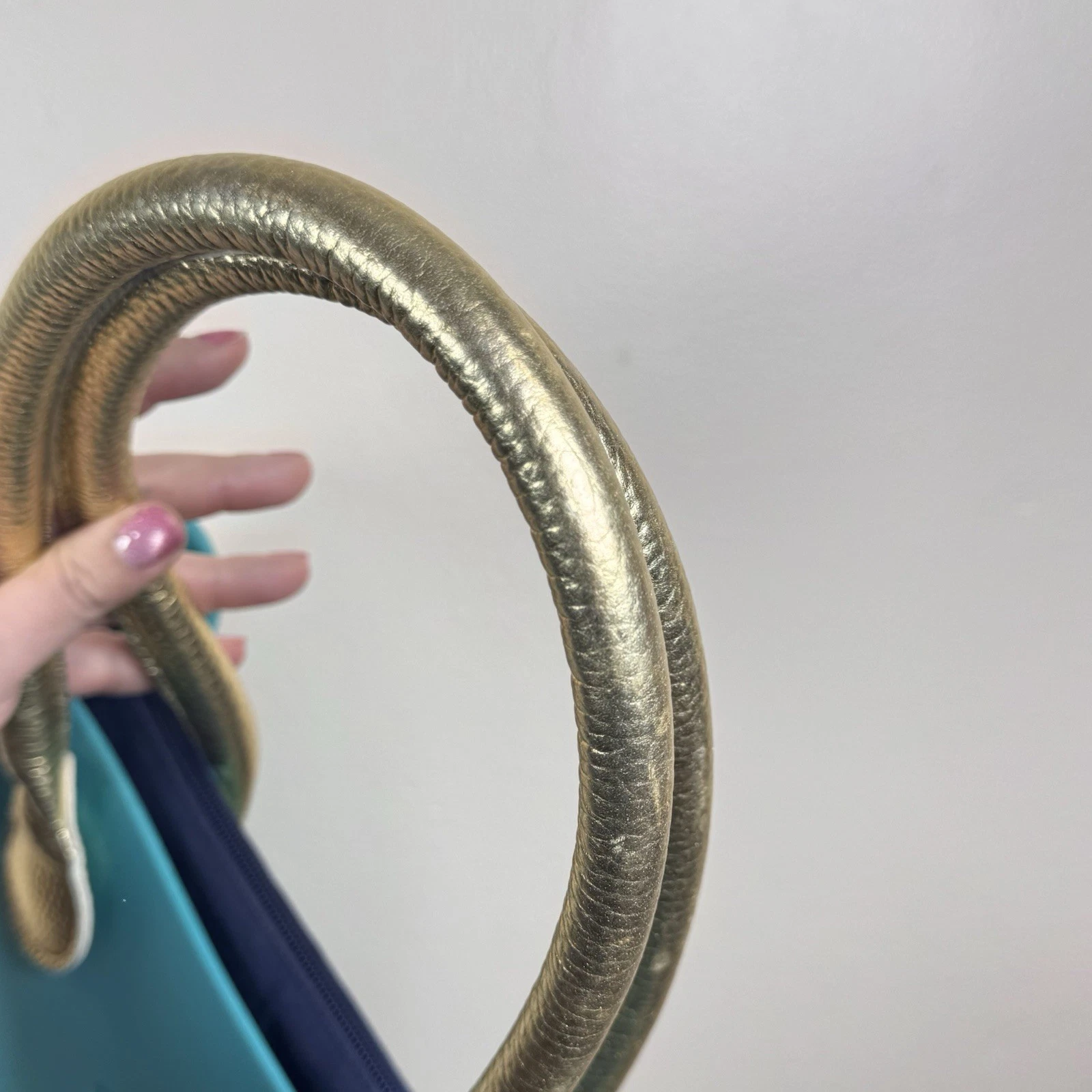 O Bag Women's Large Tote Bag Turquoise Interchangeable Handles 2 Sets Italy - O Bag