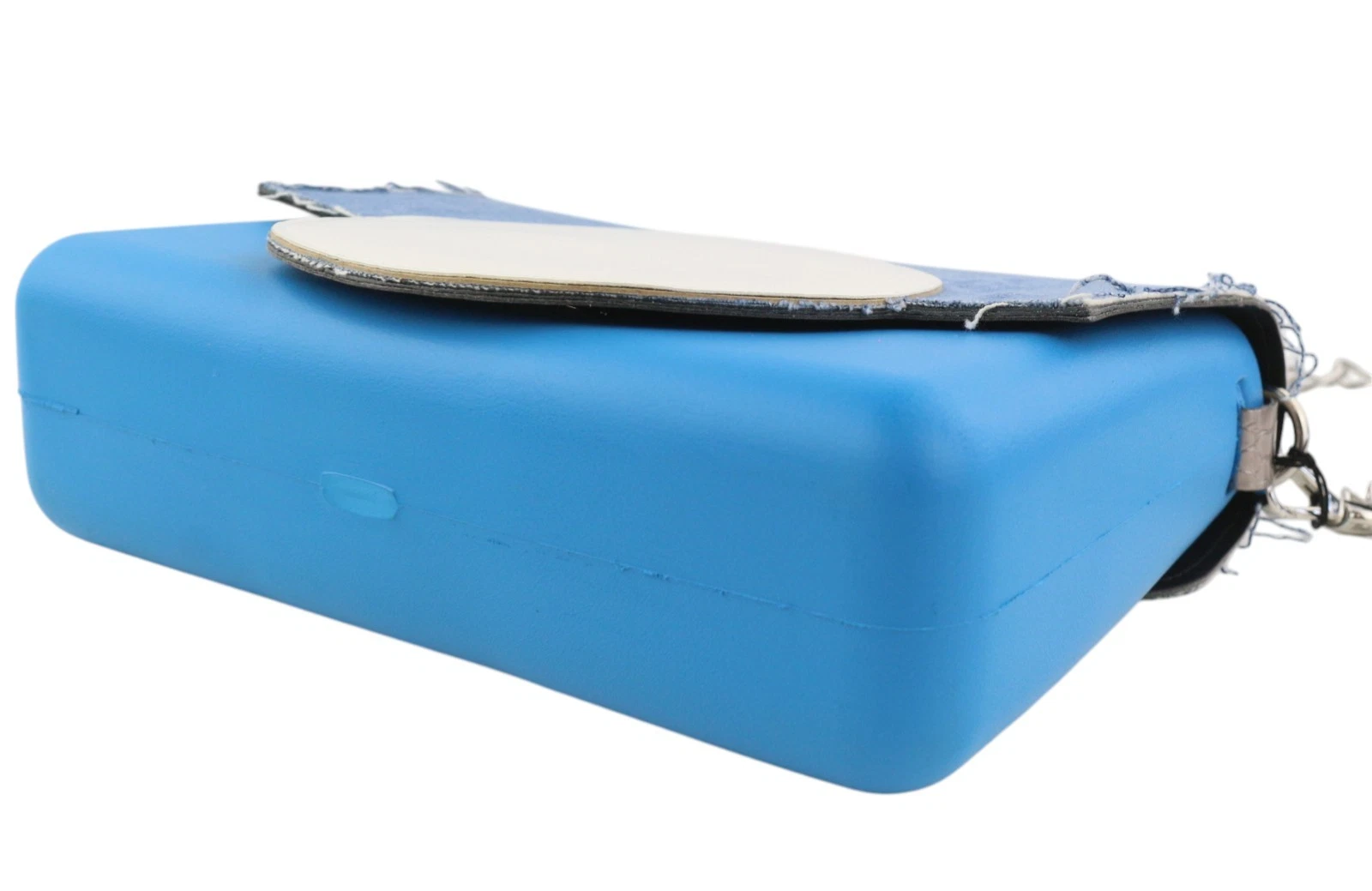 O Bag Glam Women Bag OS Blue Denim Insert Chain Clasp Crossbody - O Bag