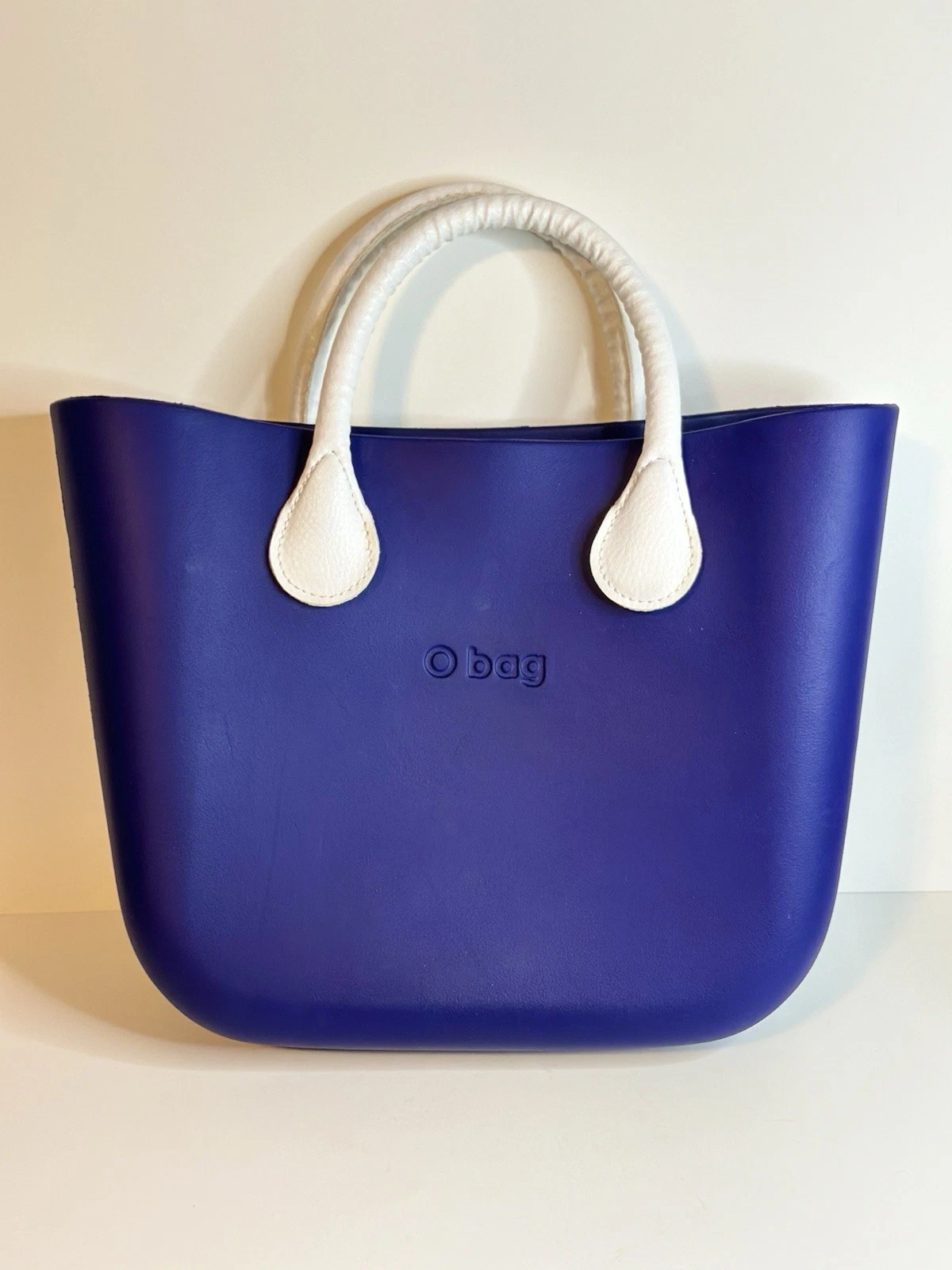 O Bag Italy Blue Waterproof Purse White Handles Removable Lining - O Bag