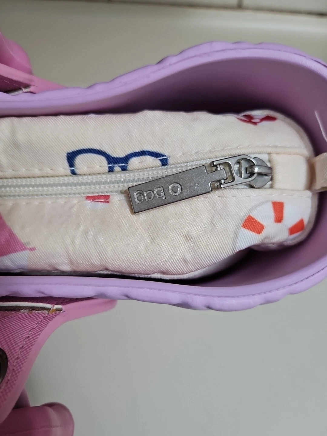 O Bag Tote Lilac Purple Washable Double Shoulder Handbag Lined Beach Scene Tote - O Bag