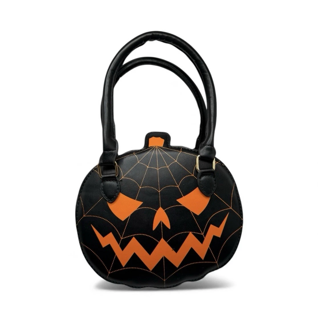 NEW Bag Crossbody Pumpkin Halloween Black Jack-o-lantern Spiderweb Purse - O Bag