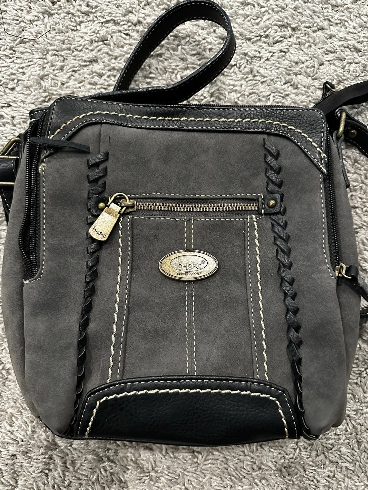 B.O.C. Born Concepts Crossbody Saddle Stich - gray/black - Leather Shoulder Bag - O Bag