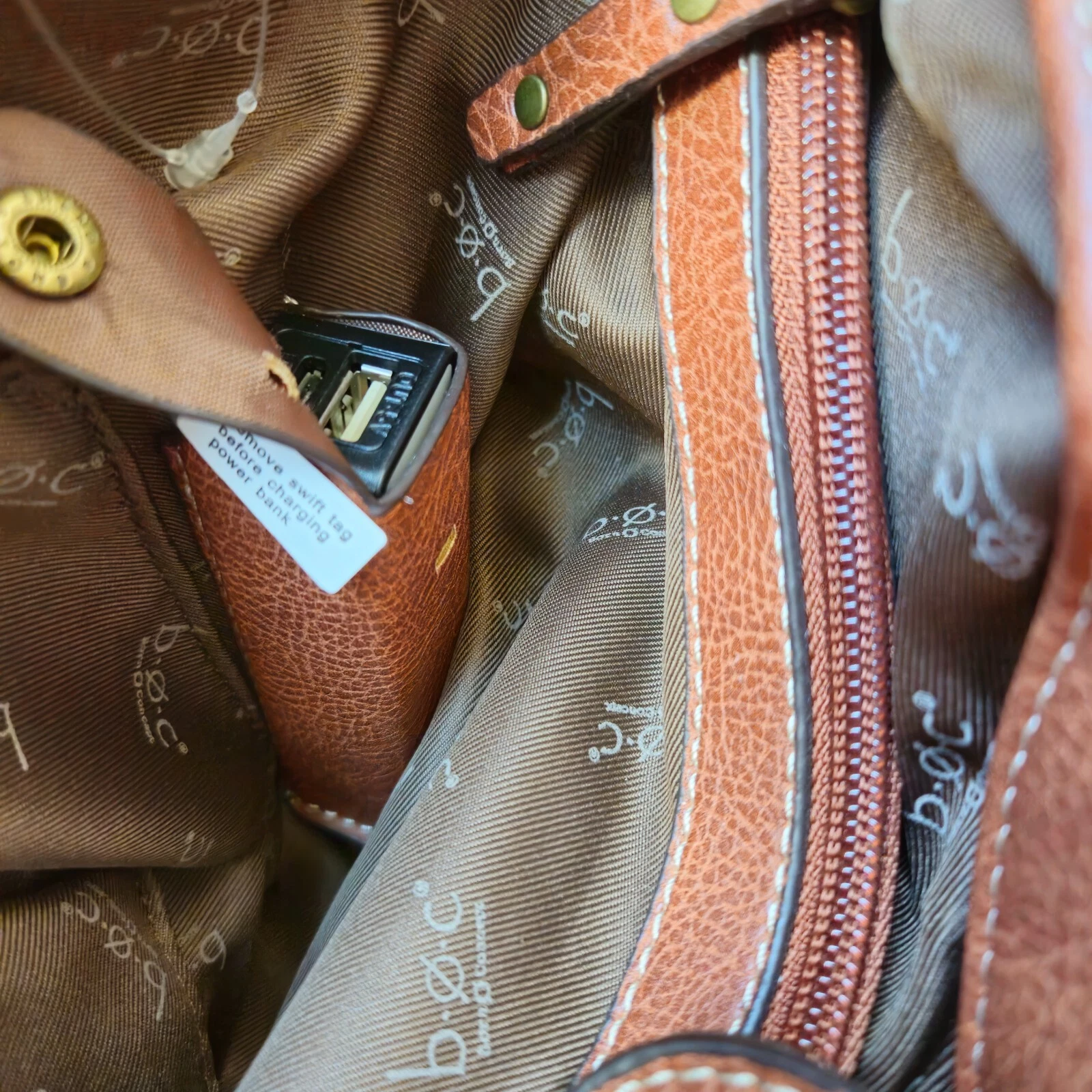 B.O.C. Crocket Power Tulip Brown Cream Tan Vegan Leather Purse Handbag - O Bag