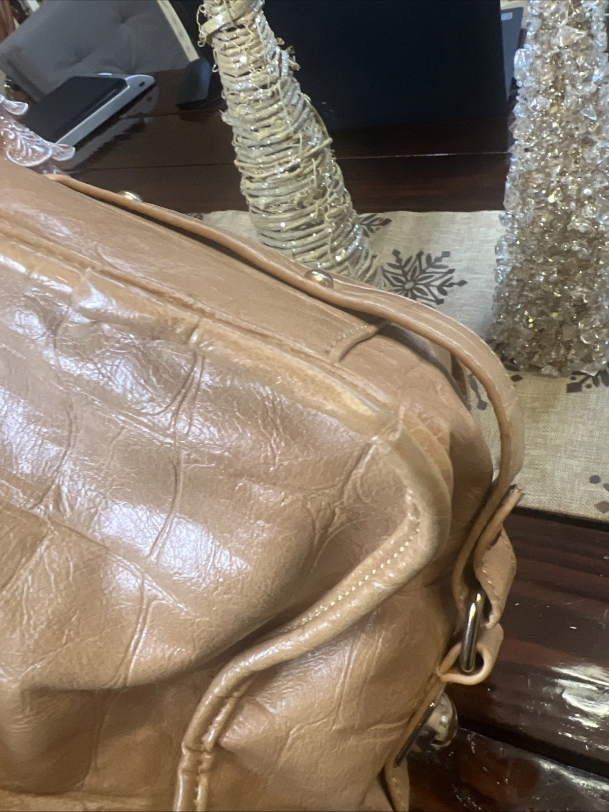 “O BAG “ ITALIAN MADE BAG Croc Embossed Buckle Style Handbag Shoulder Bag - O Bag