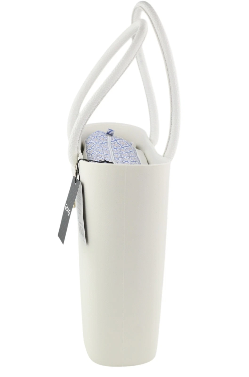 O Bag Urban Women's Bag OS White Double Handles Pattern Lining Trapezoid Tote - O Bag