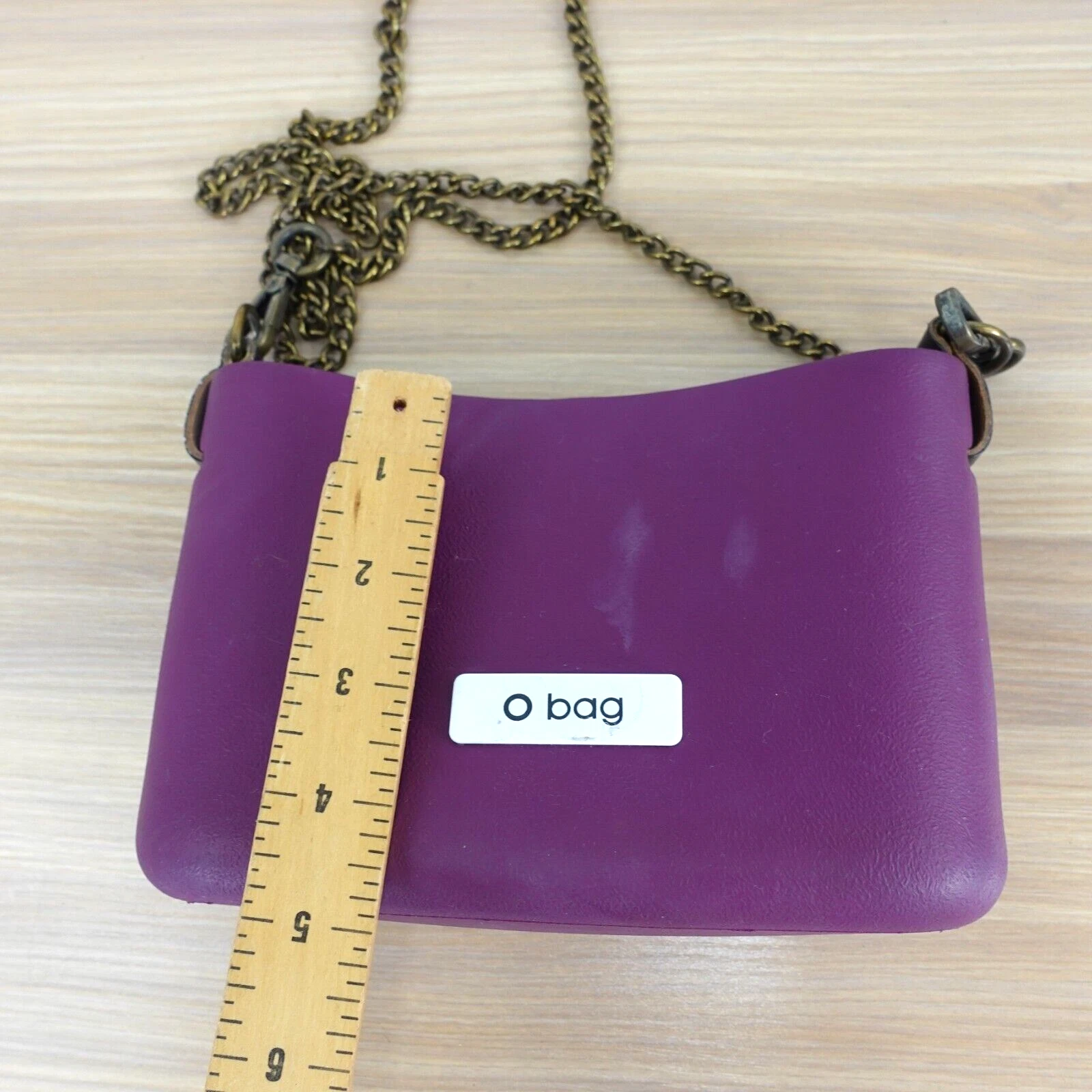 Plum Crossbody Purse Sling Gold Chain Small Italian Rubber Bag Clutch ITALY - O Bag