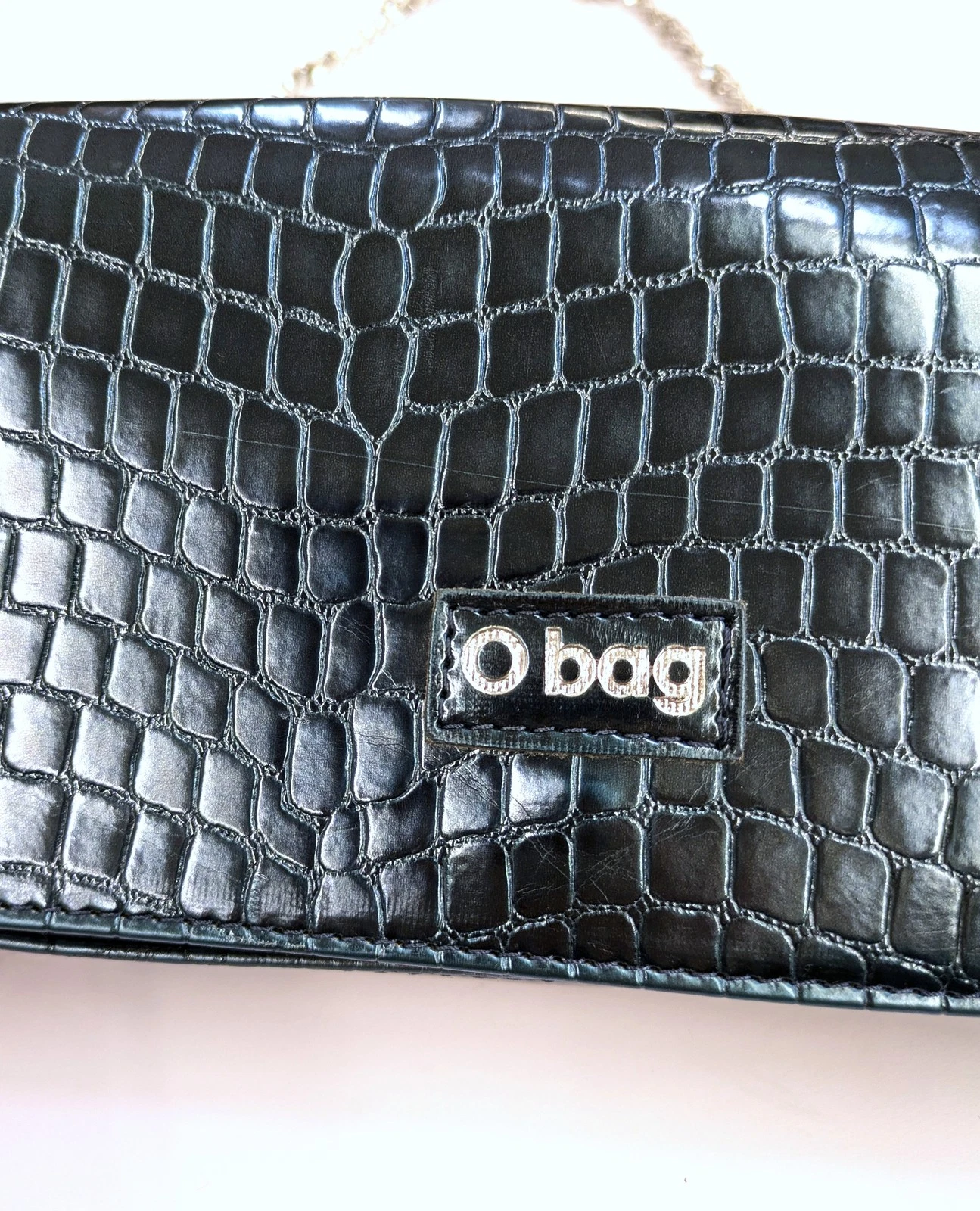 O BAG Clutch Bag PU Leather Croc Embossed Chain Strap Magnetic Flap - O Bag