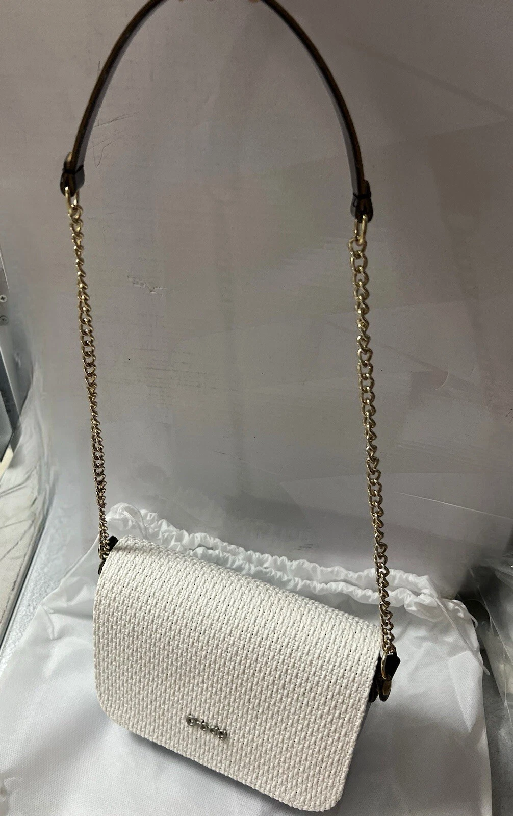 O Bag Obag Italy Eva Pocket Shoulder Bag Blue Tweed Purse Chain Strap NEW O-Bag - O Bag