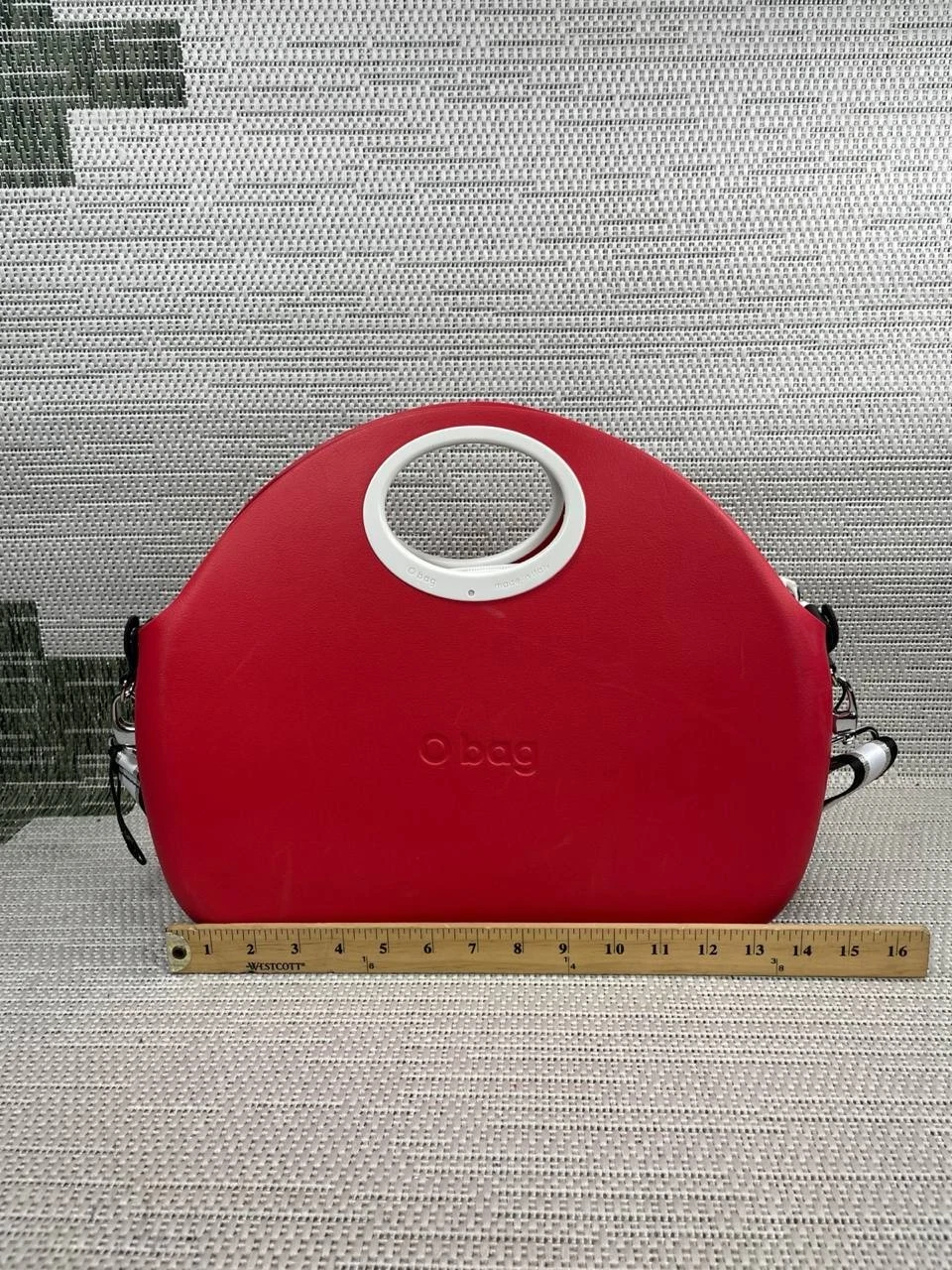 O Bag Womens Half-Moon Red Large Top Zip Detachable Adjustable Strap Crossbody - O Bag