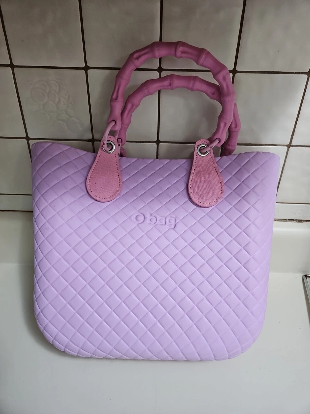 O Bag Tote Lilac Purple Washable Double Shoulder Handbag Lined Beach Scene Tote - O Bag