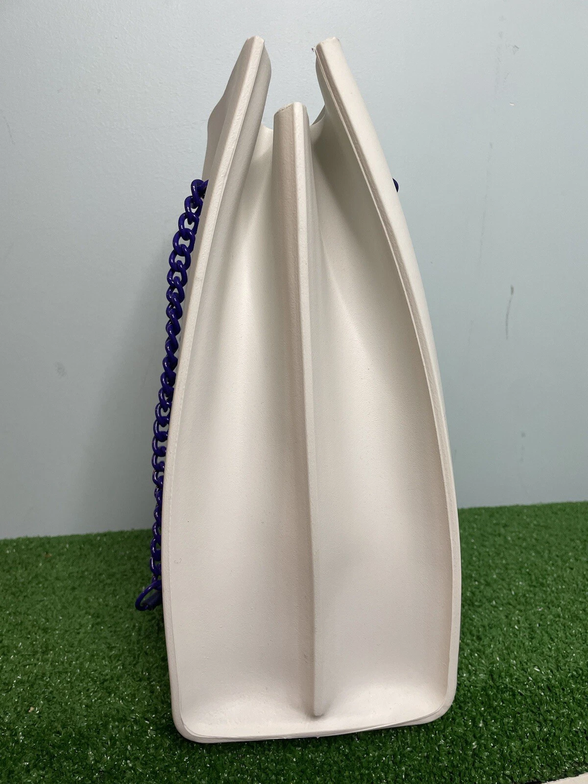 OBag Rubber White Tote Bag Handbag Double Chain Handles Classic Iconic - O Bag