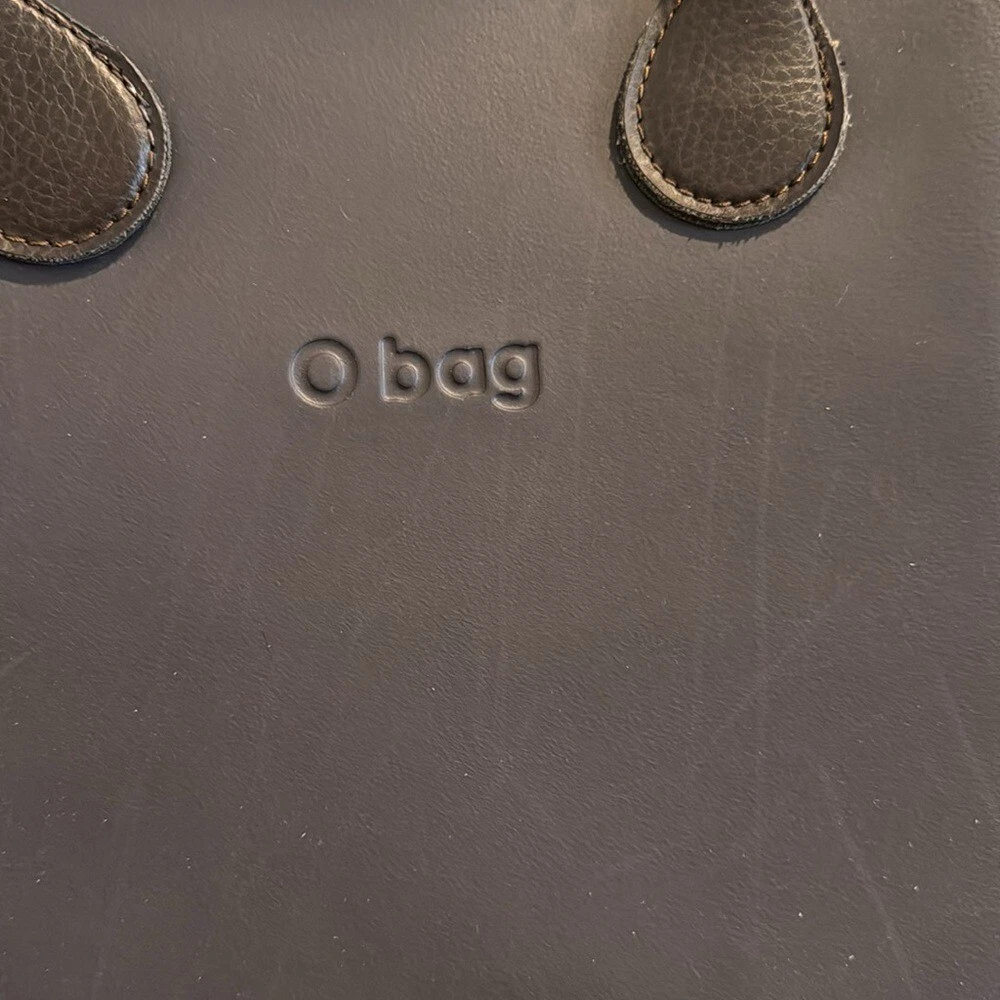 O Bag Tote with Herringbone Insert & Leather Handles Large Brown Italian - O Bag