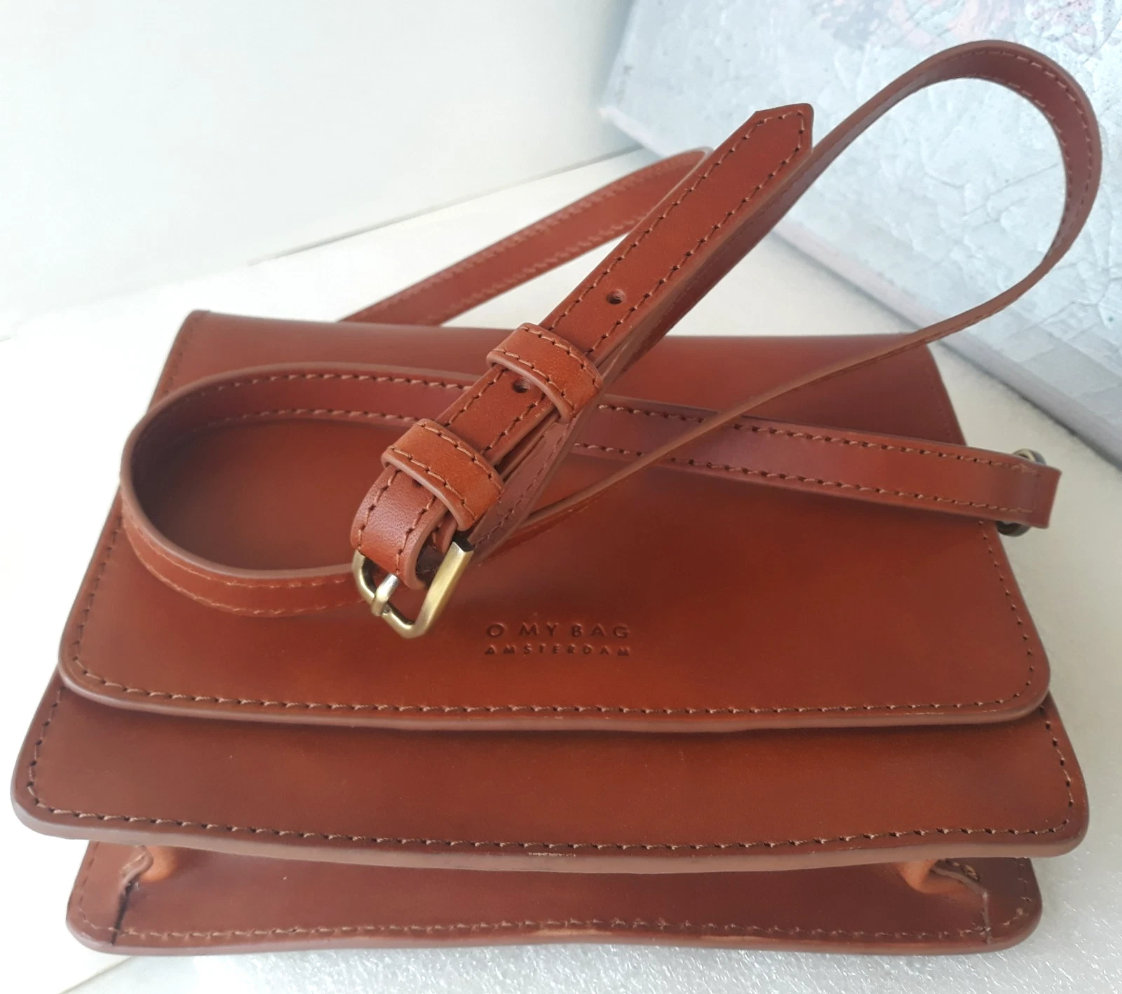 O MY BAG ~ Amsterdam ~ Crossbody Small Bag Purse Brown Leather ~ Magnetic ~ New - O Bag