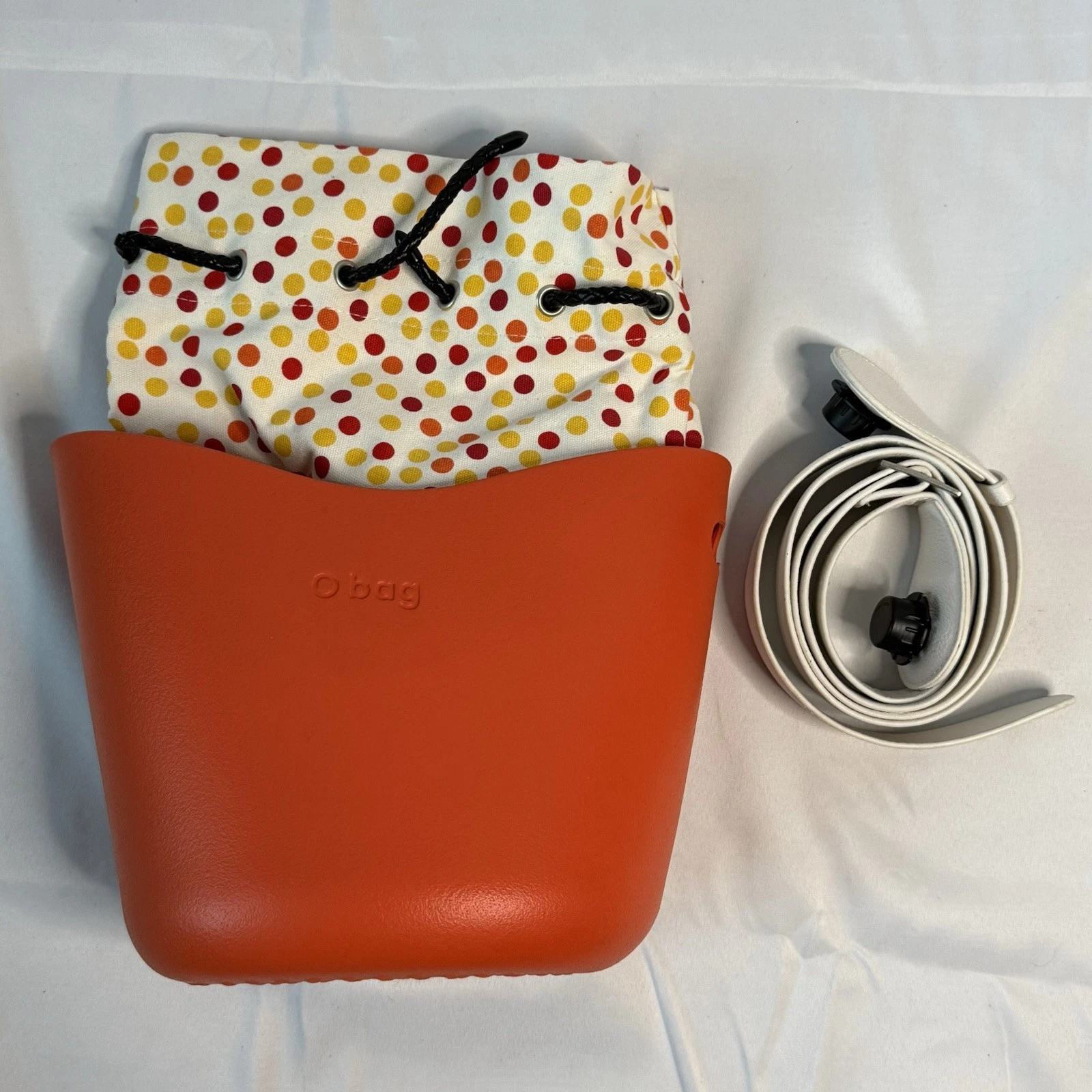 NEW 2009 OBAG ITALY RARE O Basket Tote Crossbody Bag Orange Yellow Polka Dot - O Bag