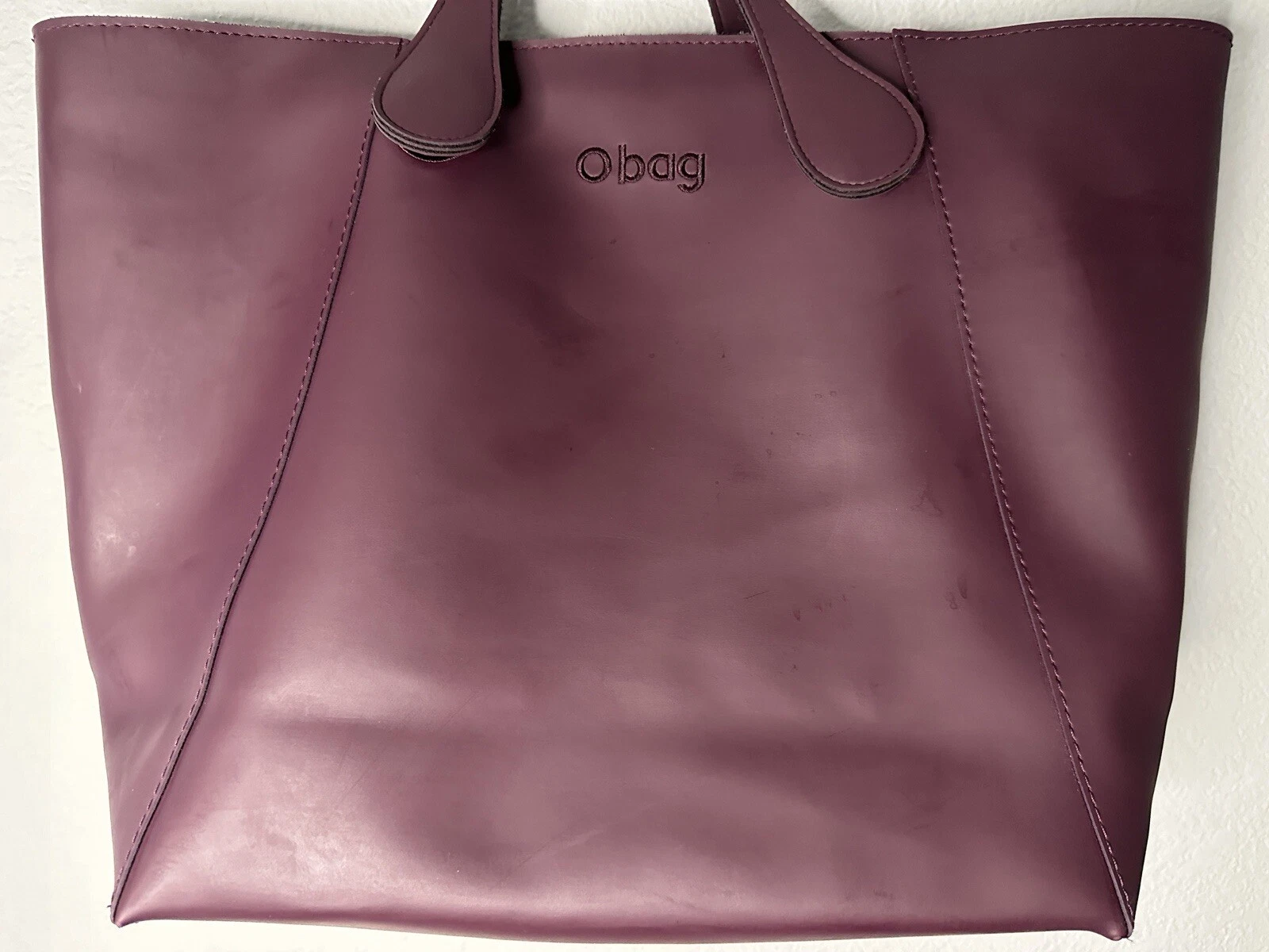 Obag eggplant zip top tote style purse - O Bag