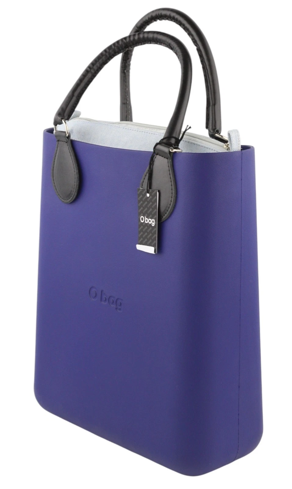 O Bag Chic Women Bag OS Blue Twin Handles Inner Pouch Mini Square Tote Logo - O Bag