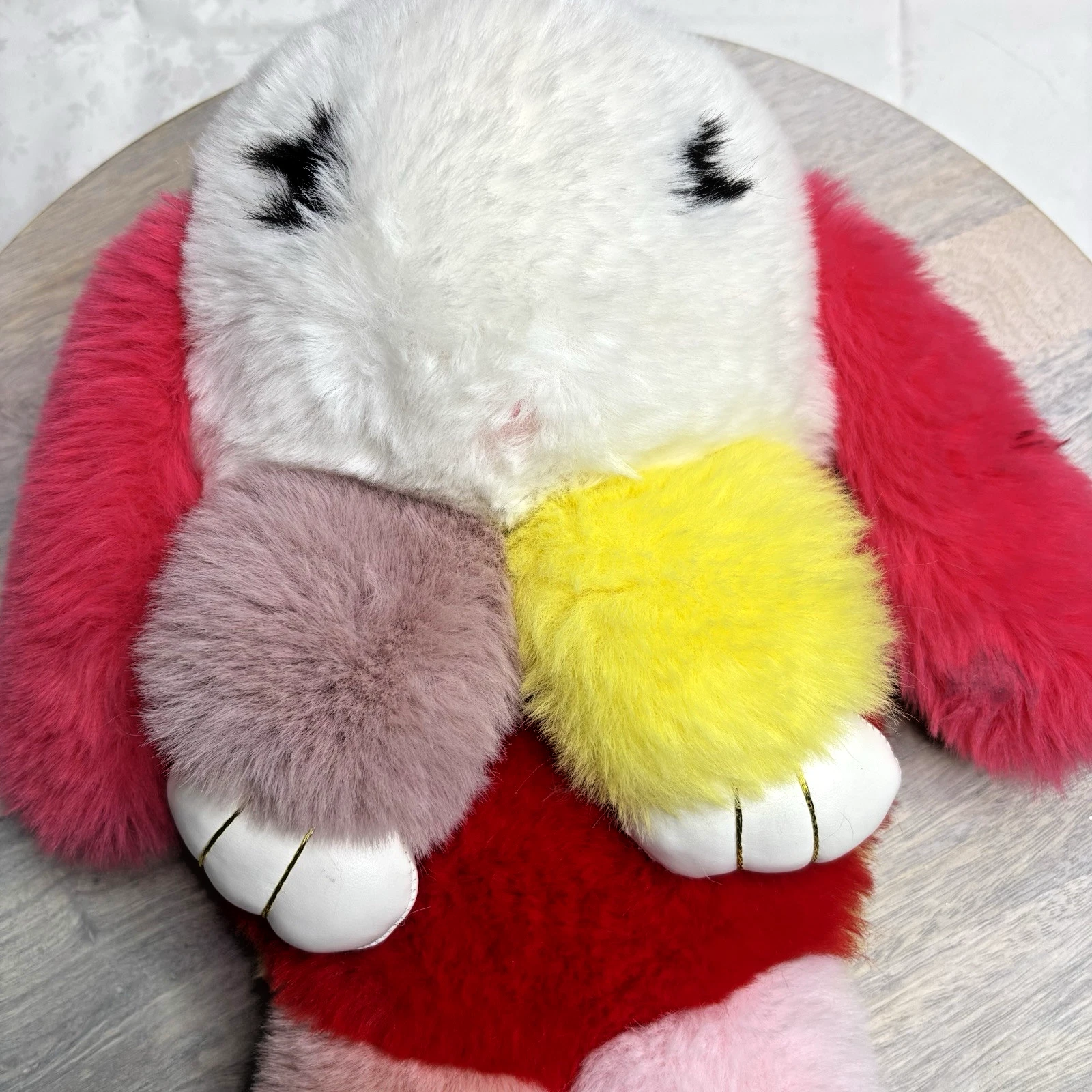 Colorful Faux Fur Bunny Plush Purse Soft Fluffy Handbag Crossbody Bag No Strap - O Bag