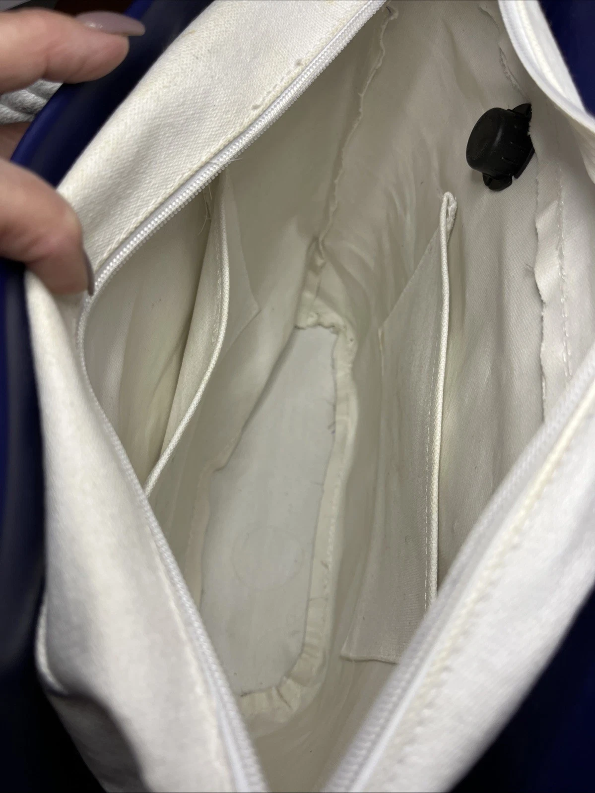 O -Bag Tote with insert, Made in Italy Blue With White Rope Handles - O Bag