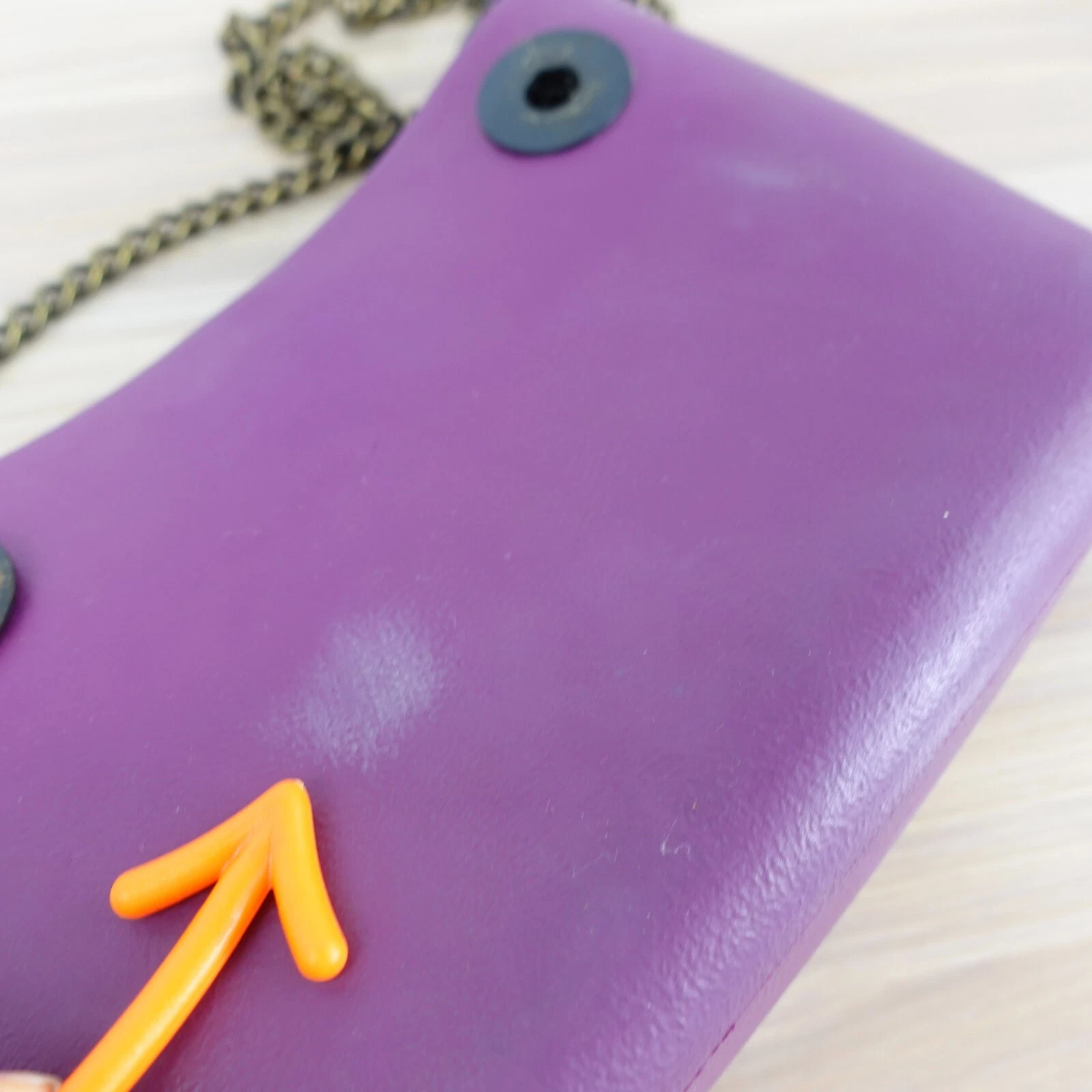 Plum Crossbody Purse Sling Gold Chain Small Italian Rubber Bag Clutch ITALY - O Bag