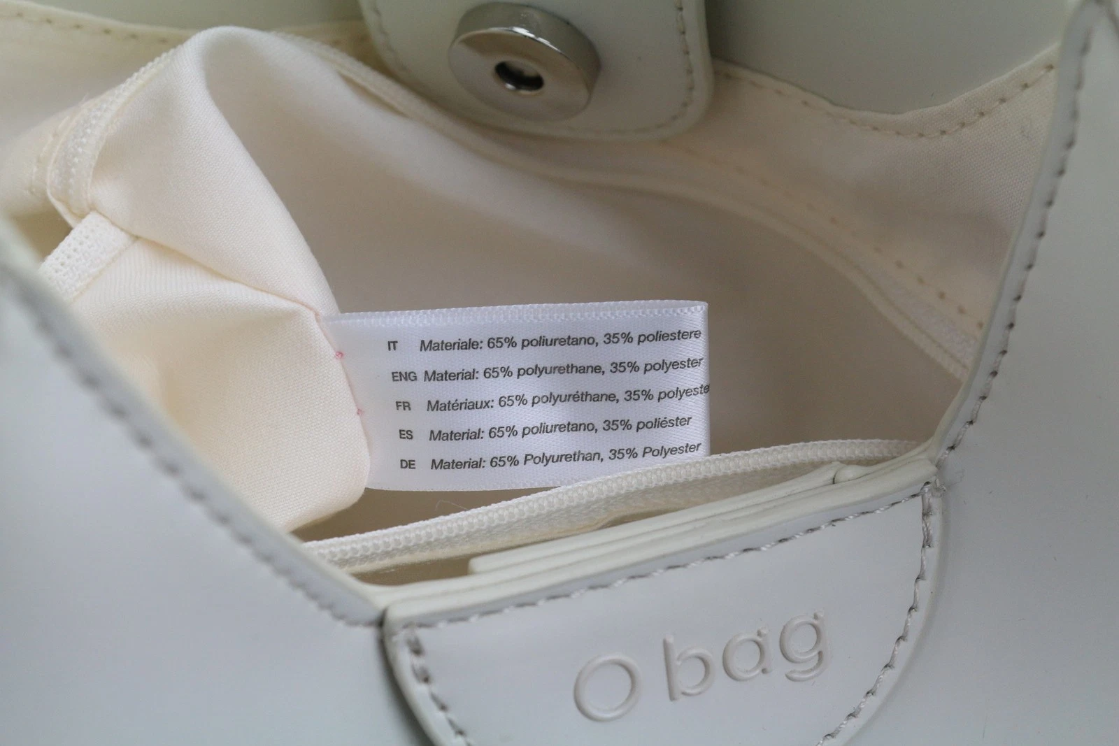 O Bag Ginevra Women Bag OS White Magnetic Close Lined Hobo Crossbody Logo - O Bag