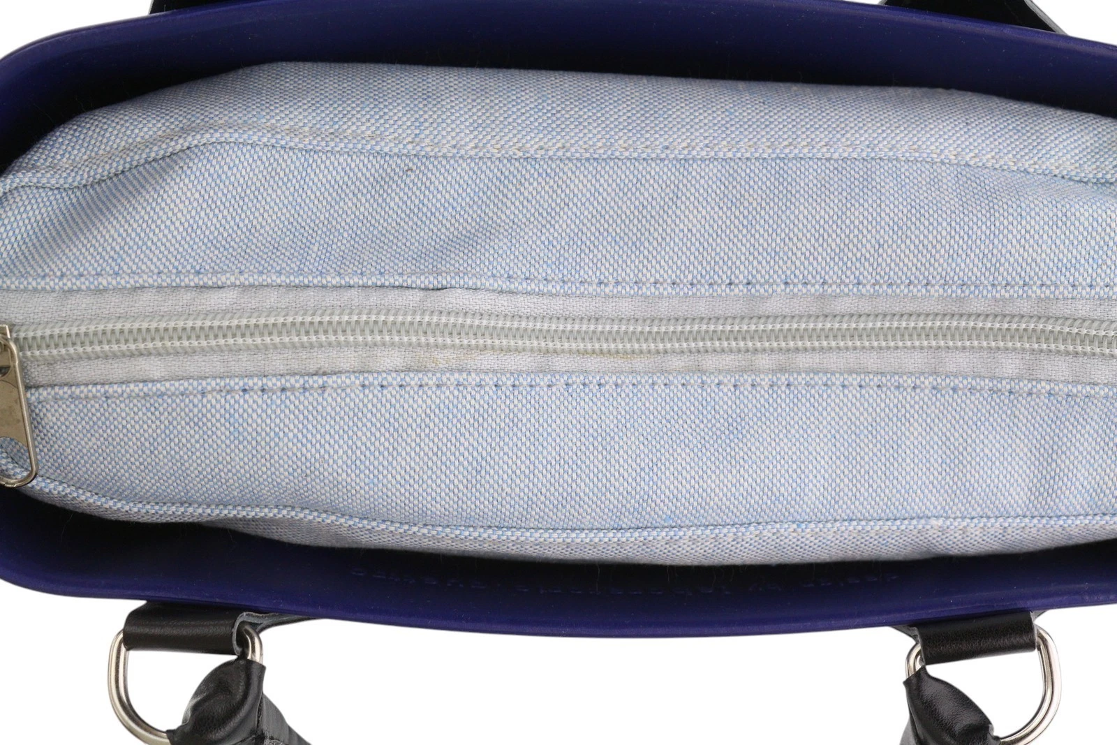 O Bag Chic Women's Bag OS Blue Twin Handles Inner Mini Square Tote Logo - O Bag