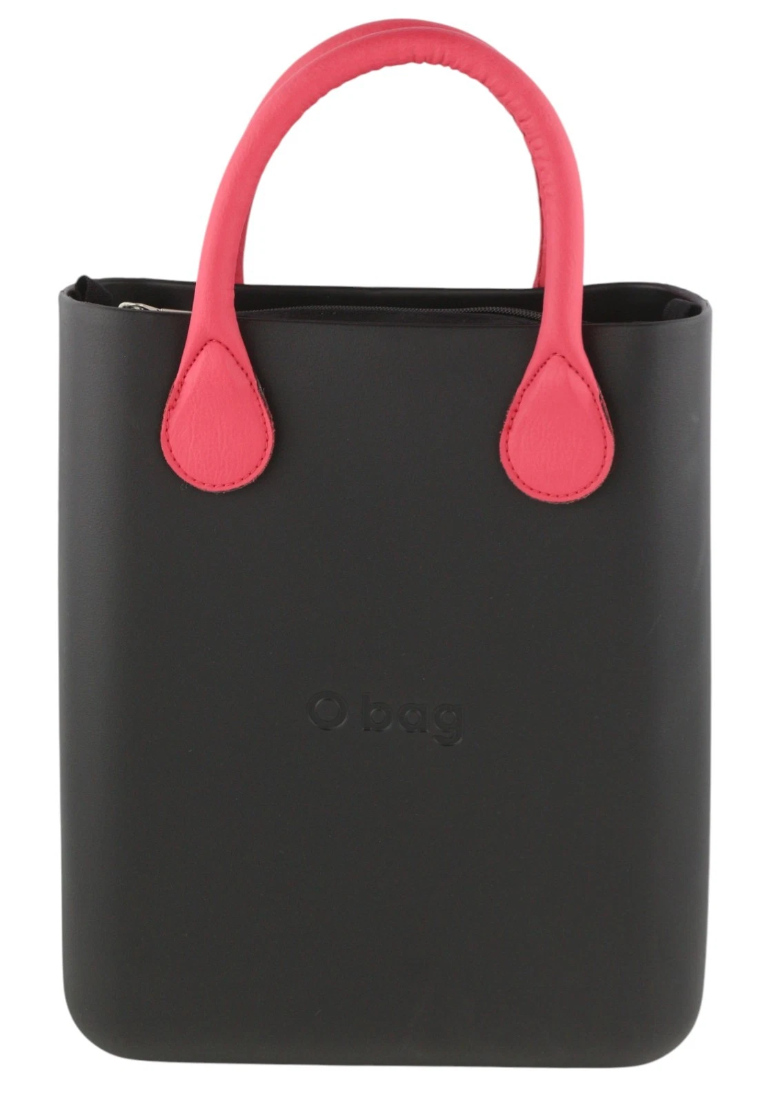 O Bag Chic Women Bag OS Black Dual Handles Inner Pouch Mini Square Tote Logo - O Bag