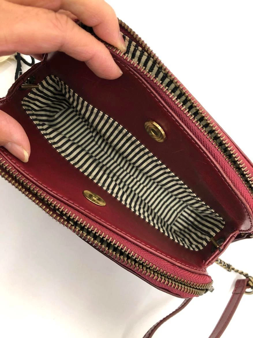 O My Bag Wine Red Leather Chain Shoulder Bag Used Ladies From Japan - O Bag