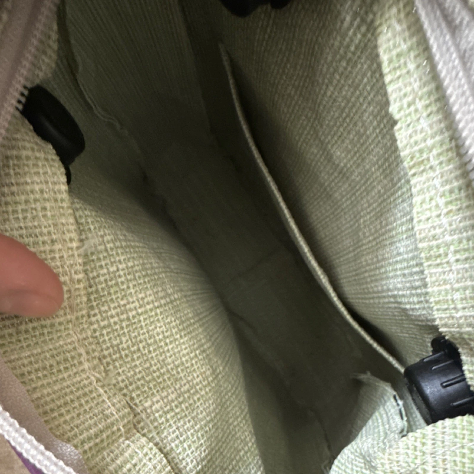 O bag Purple Large Tote with Light Green Leather Straps - O Bag