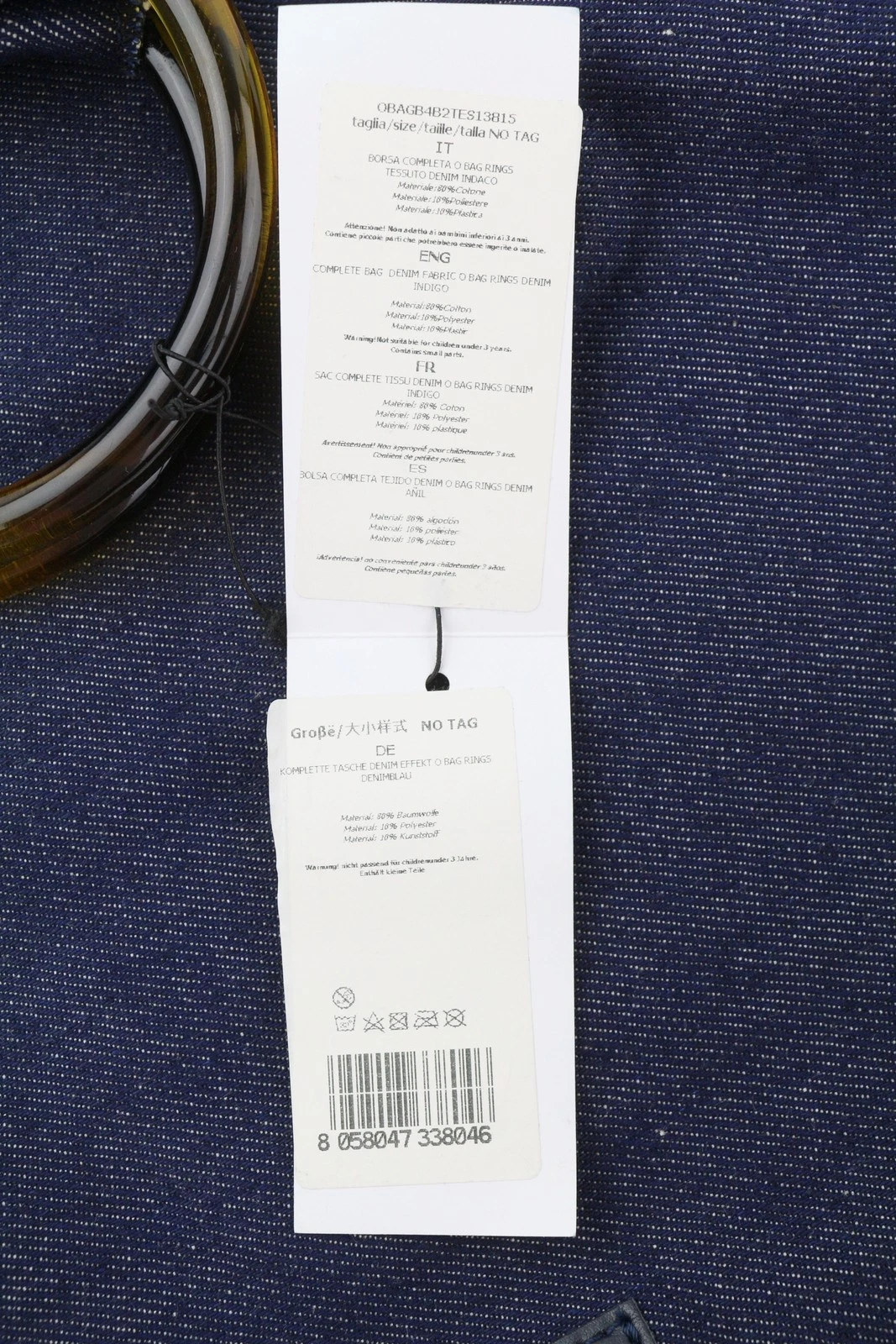 O Bag Rings Denim Women's Bag OS Dark Blue Round Handle Tote Bag - O Bag