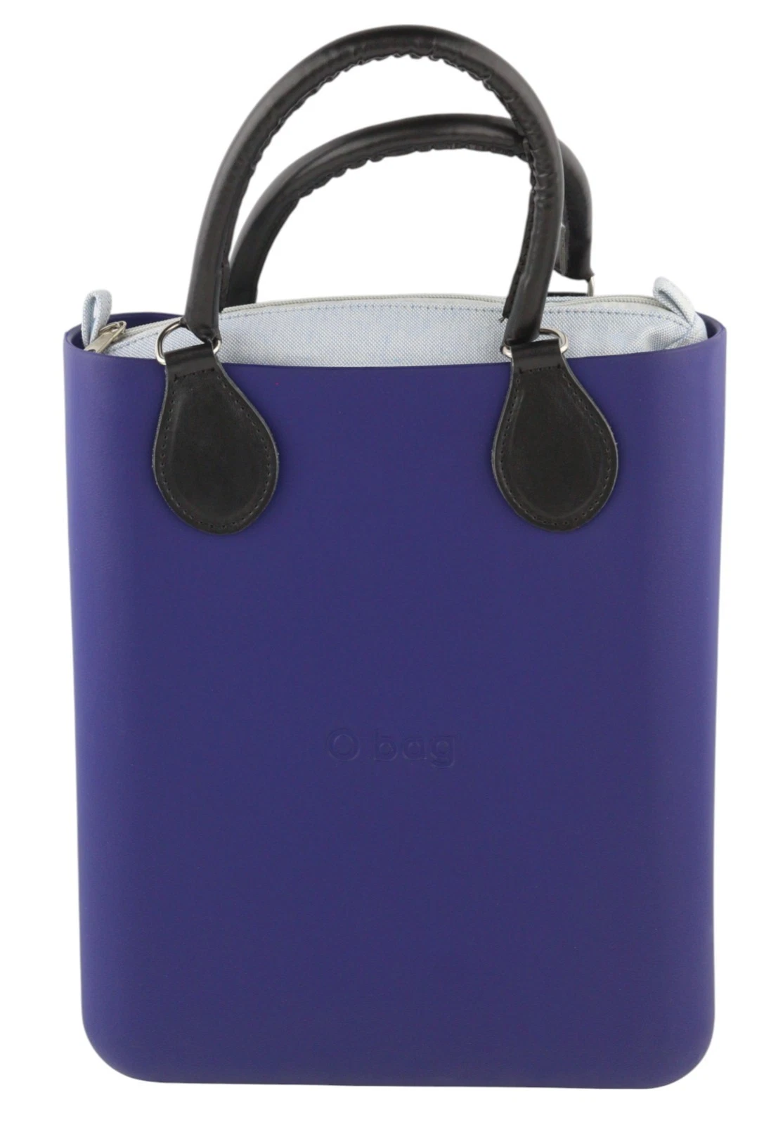 O Bag Chic Women's Bag OS Blue Twin Handles Inner Mini Square Tote Logo - O Bag