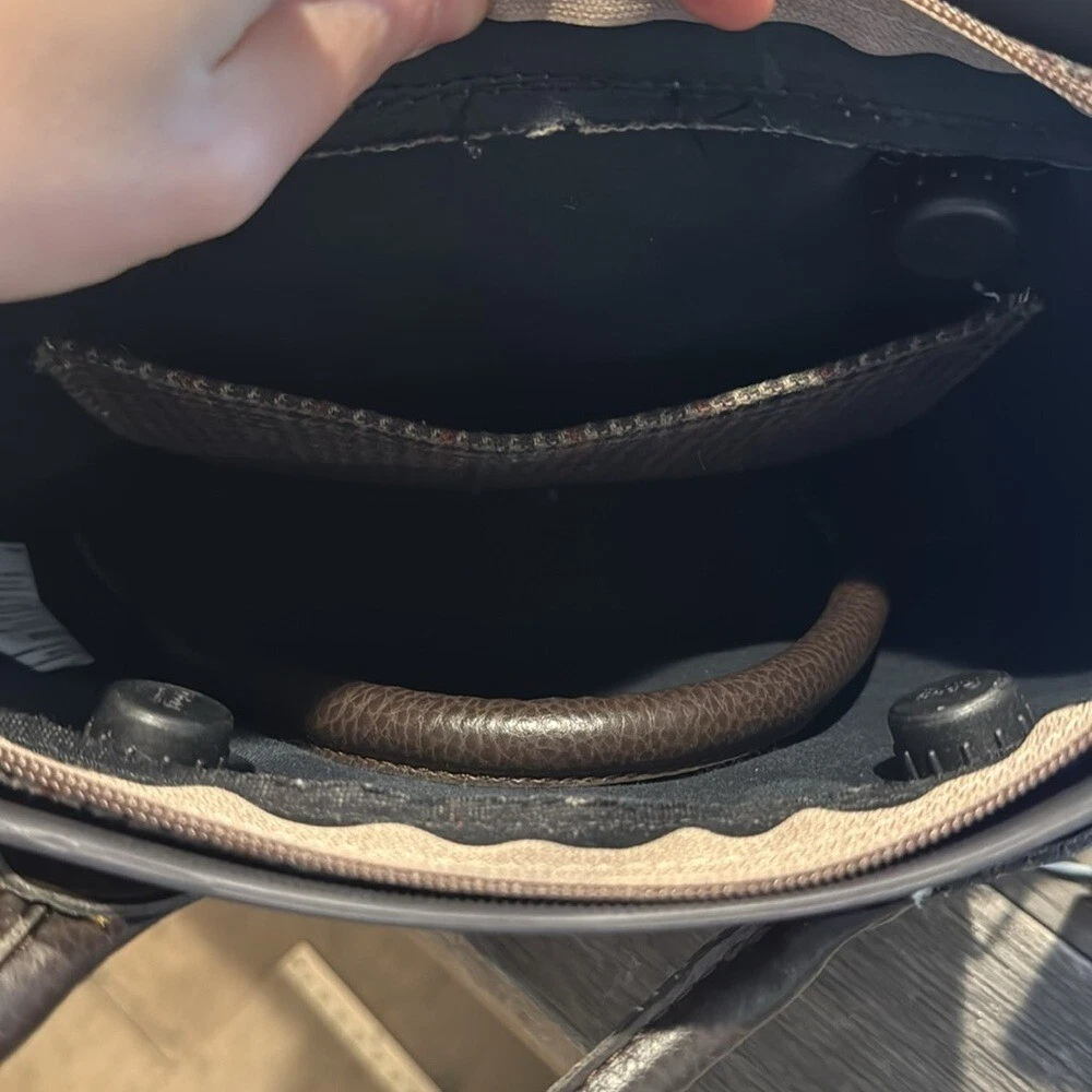 O Bag Tote with Herringbone Insert & Leather Handles Large Brown Italian - O Bag