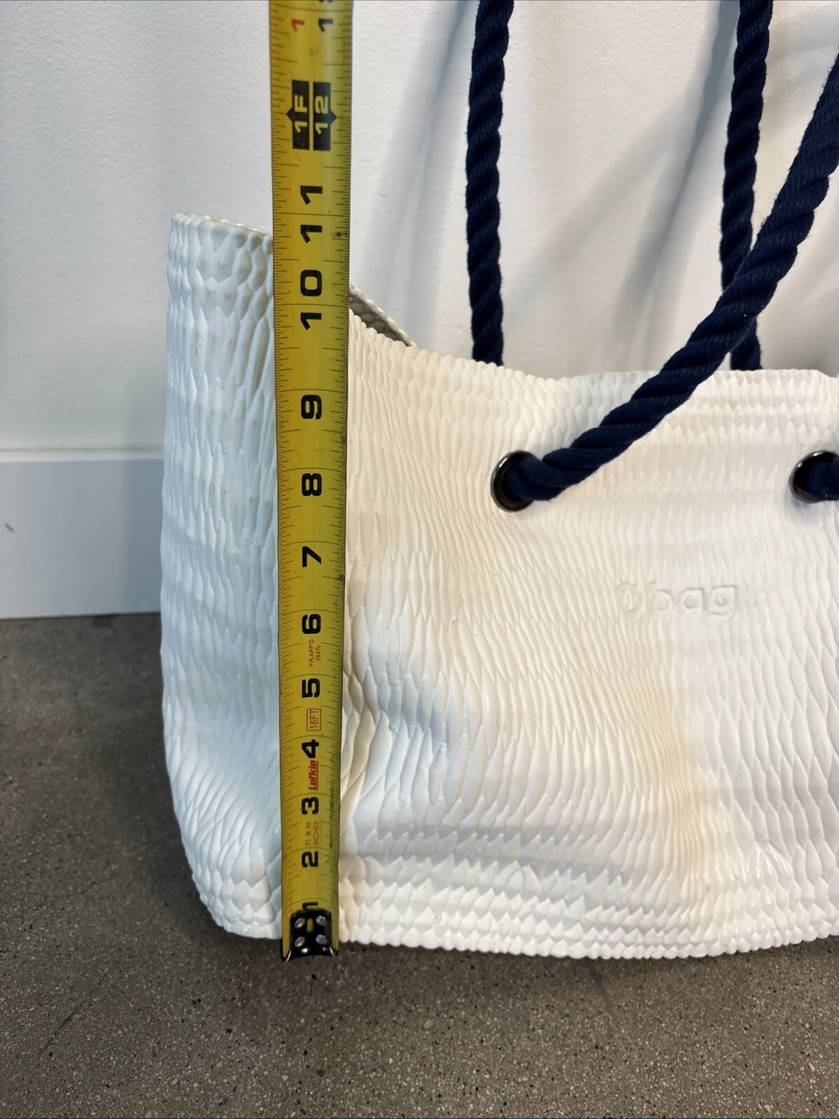 O Bag Beach Bag white w/ blue canvas handles + canvas beach bag insert - O Bag