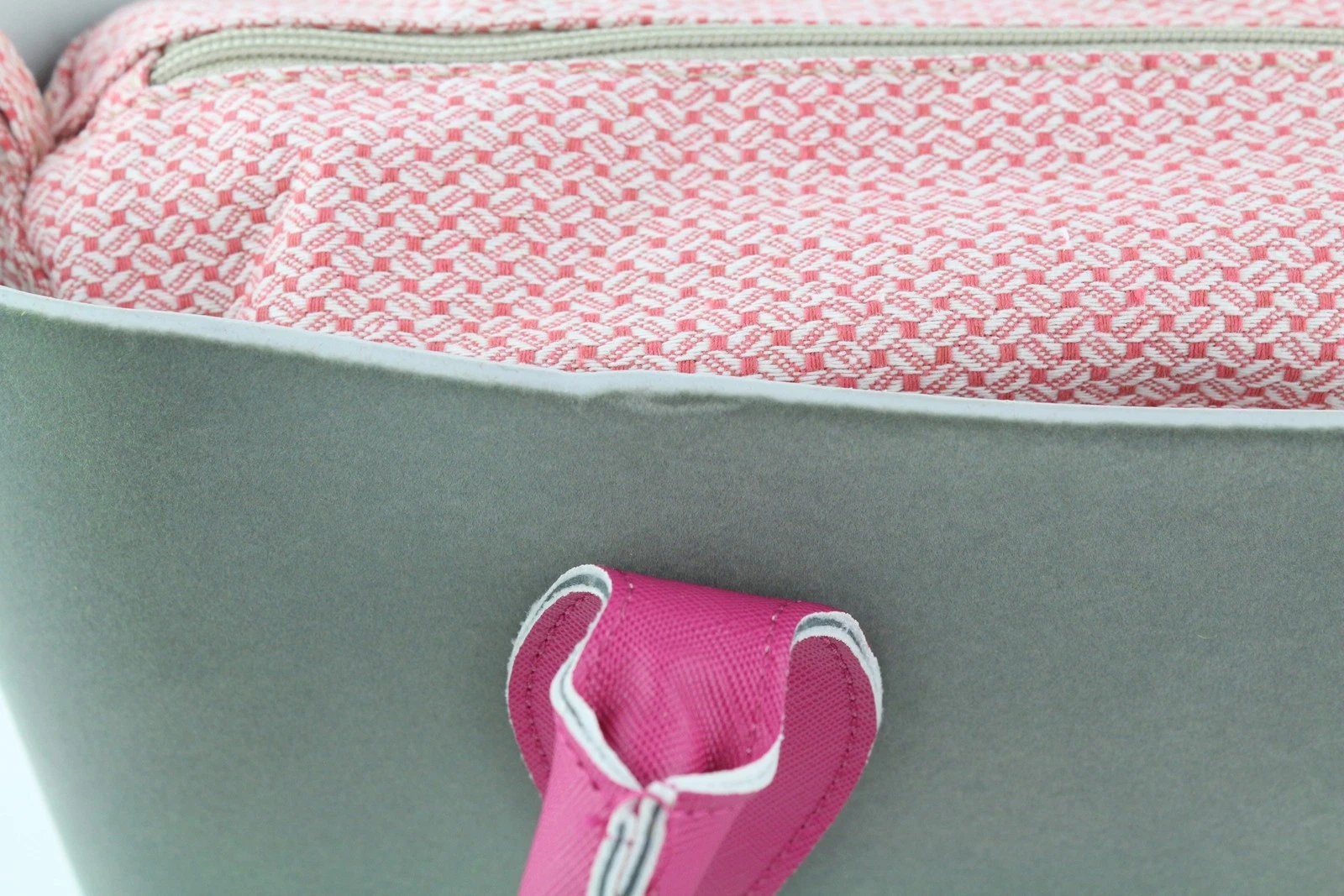 O Bag Women Bag OS Grey Soft Inner Zip Pouch Double Handle Square Logo - O Bag