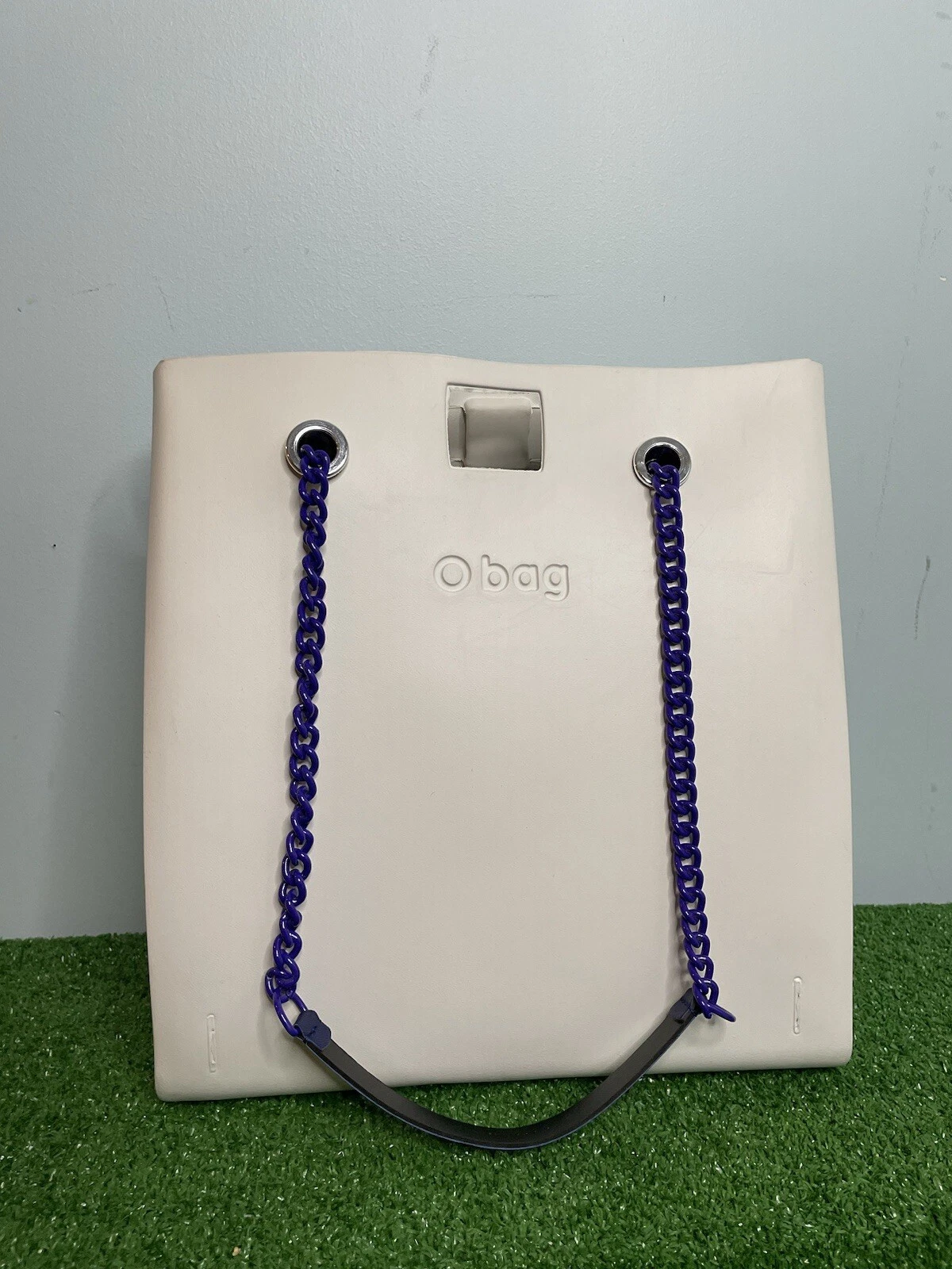 OBag Rubber White Tote Bag Handbag Double Chain Handles Classic Iconic - O Bag