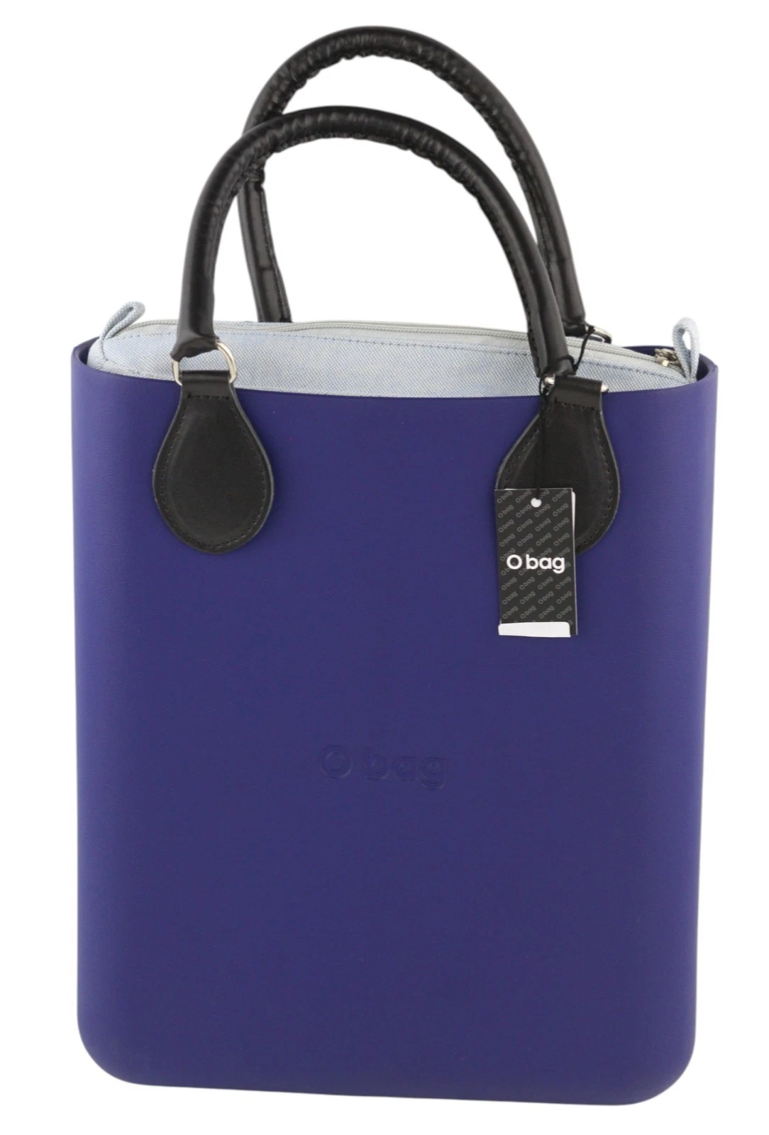 O Bag Chic Women Bag OS Blue Twin Handles Inner Pouch Mini Square Tote Logo - O Bag