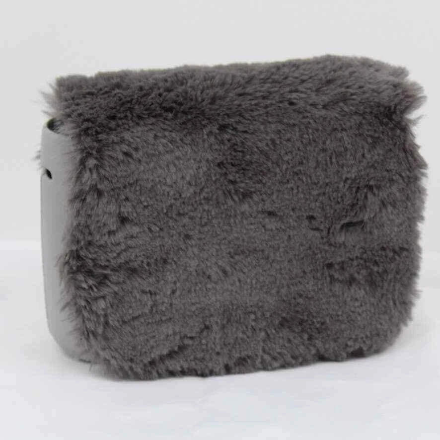 O Bag Italy Eva Compound Handbag Rubber Faux Fur Flap Magnetic Closure Grey Obag - O Bag