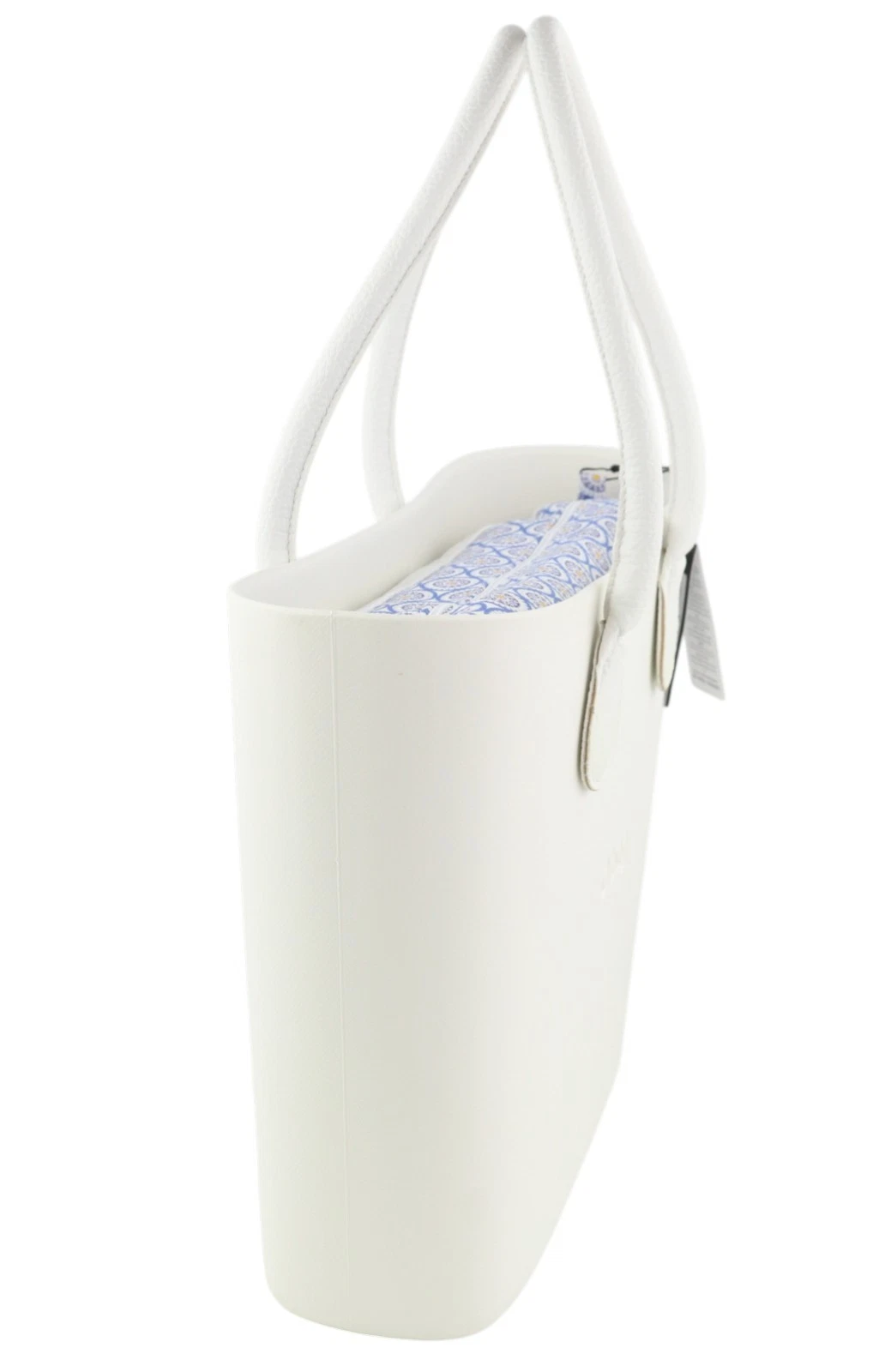 O Bag Urban Women's Bag OS White Double Handles Pattern Lining Trapezoid Tote - O Bag